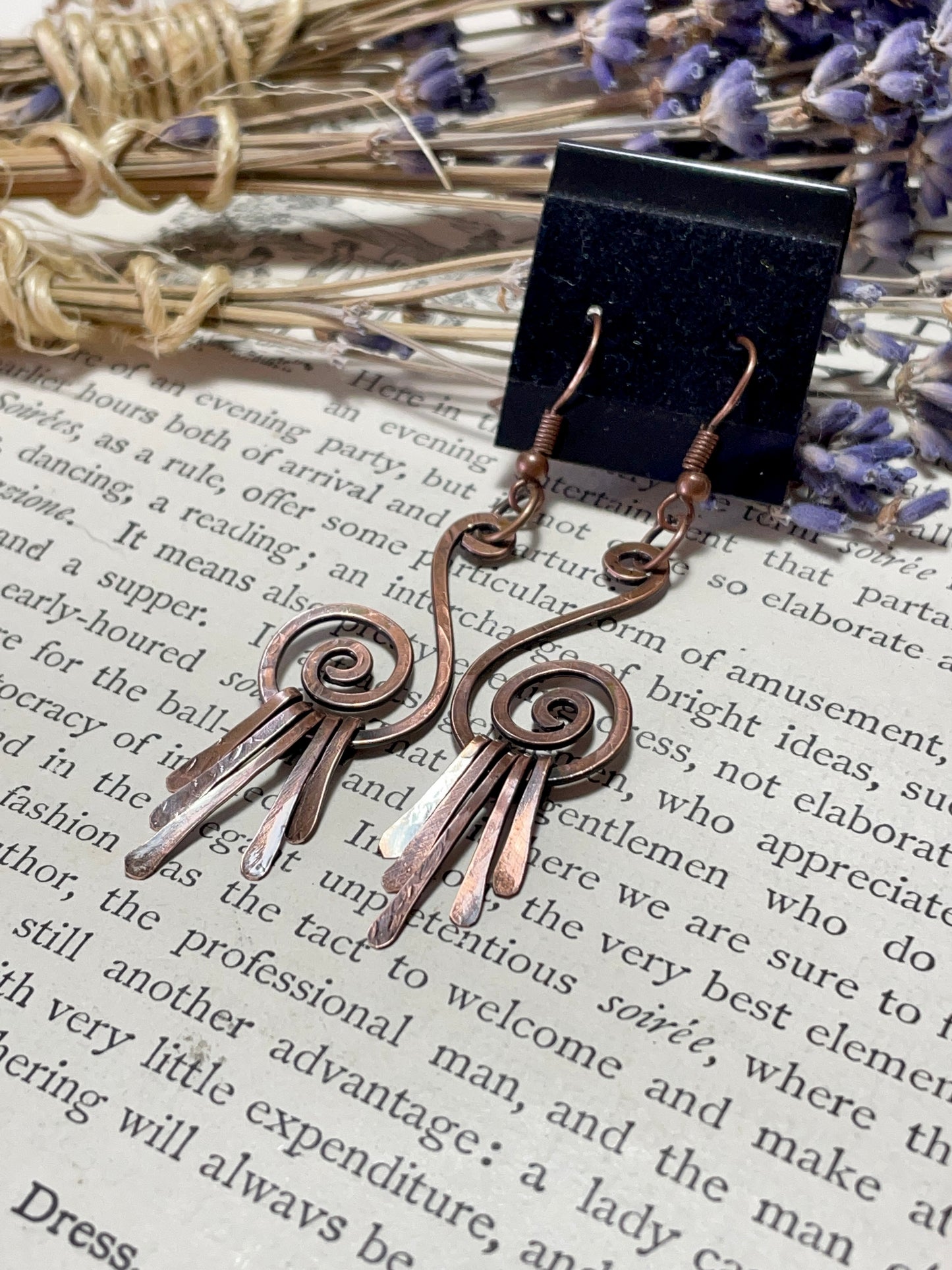 Copper Spiral fringe Earrings