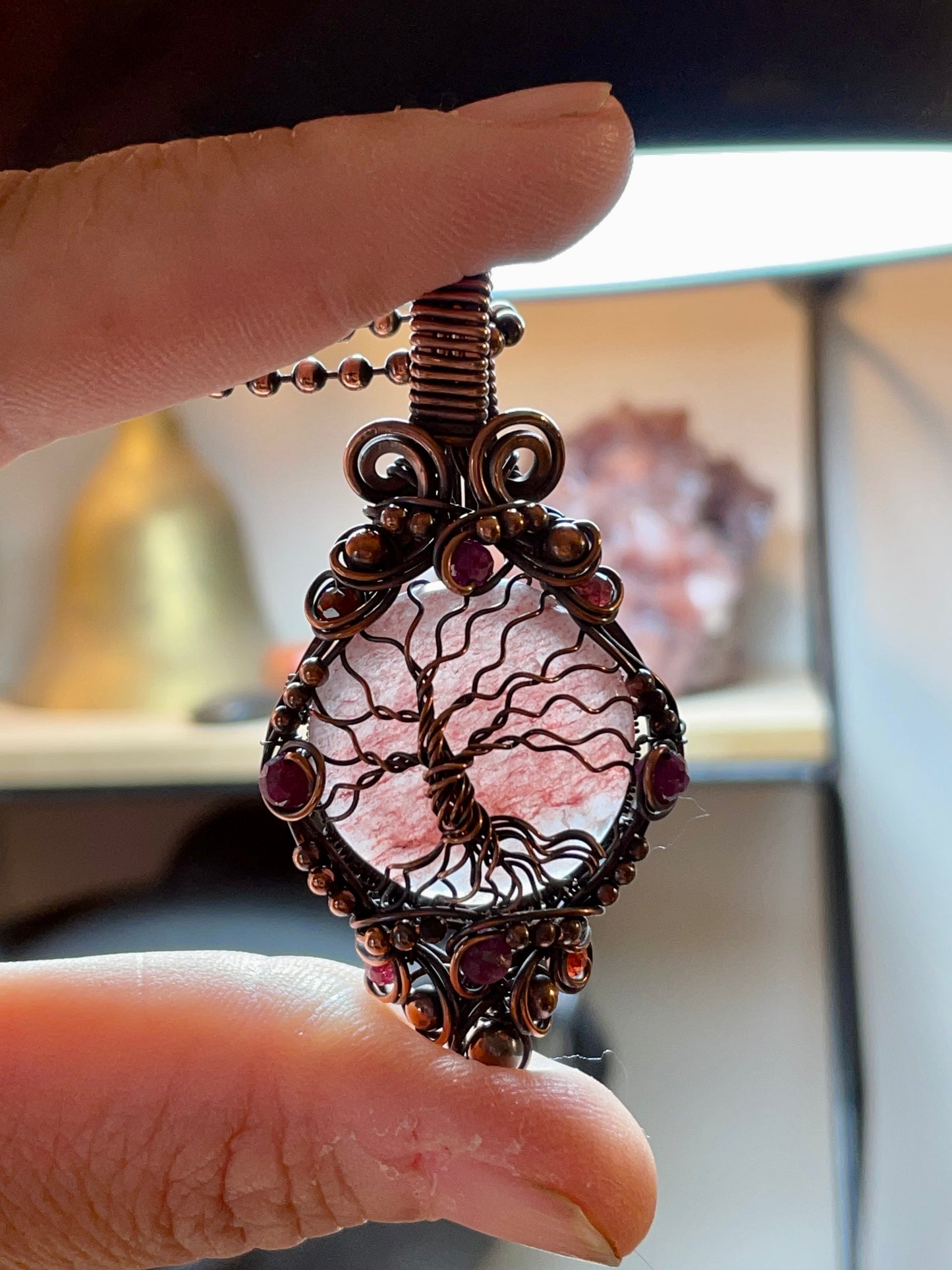 Aventurine (Red Aventurine) Tree of Life Pendant in Copper