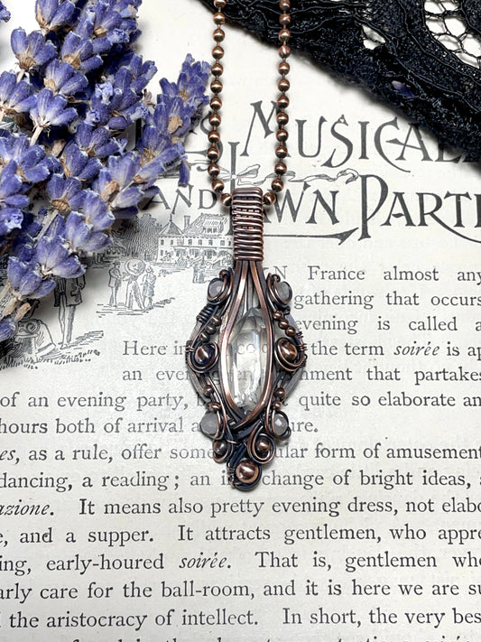 Quartz Crystal Point (Clear Quartz Crystal )Pendant in Copper