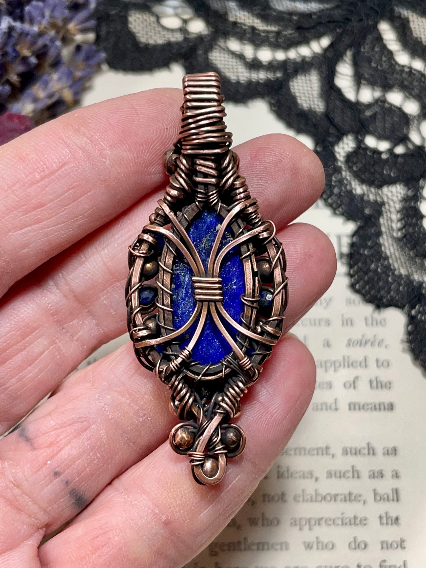 Lapis Lazuli Pendant in Copper