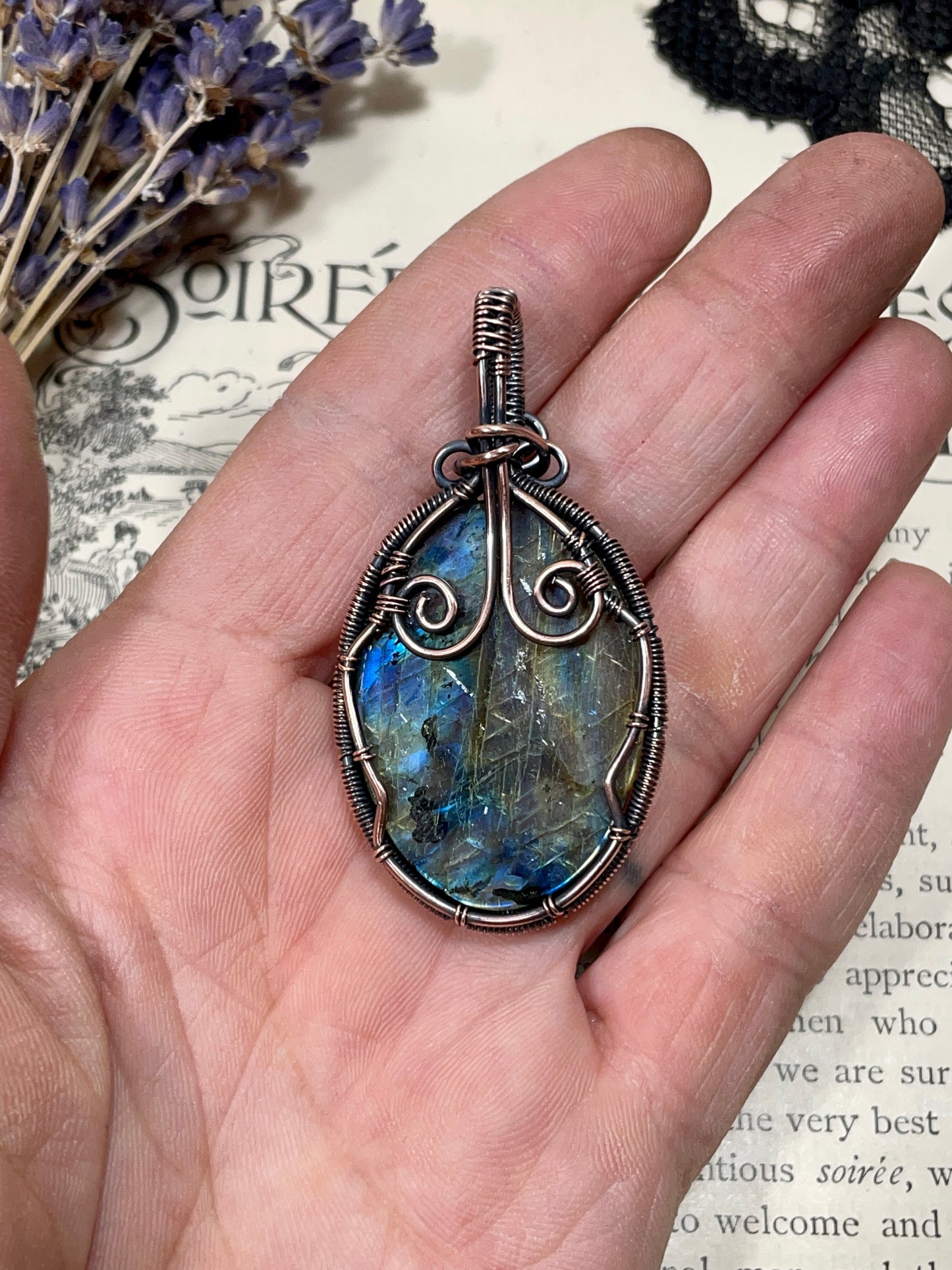 Labradorite Tree of Life Pendant in Copper