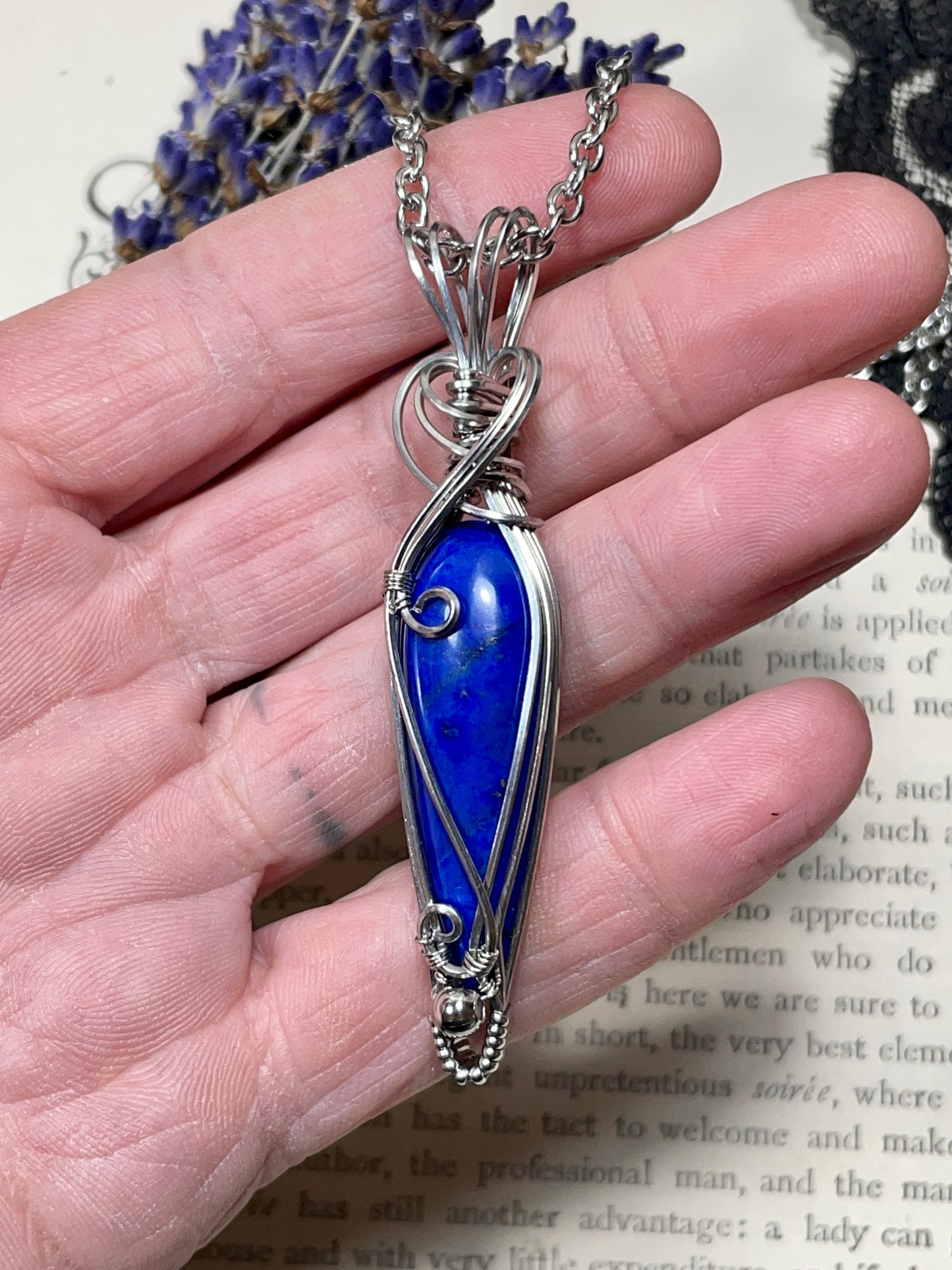Lapis Lazuli Pendant in Stainless Steel