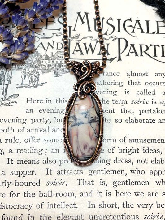 Jasper (Porcelain Jasper) Pendant woven in Copper