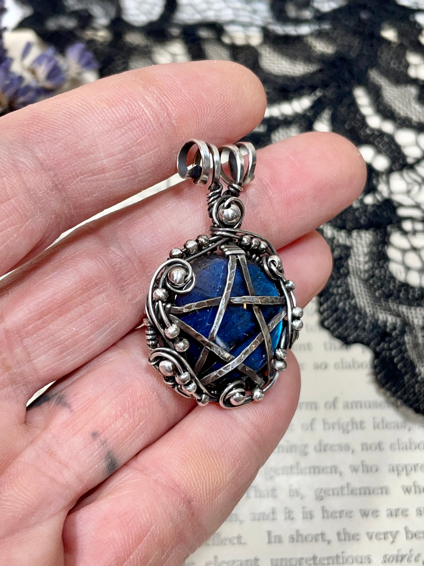 Labradorite Pentacle Pendant in Sterling Silver