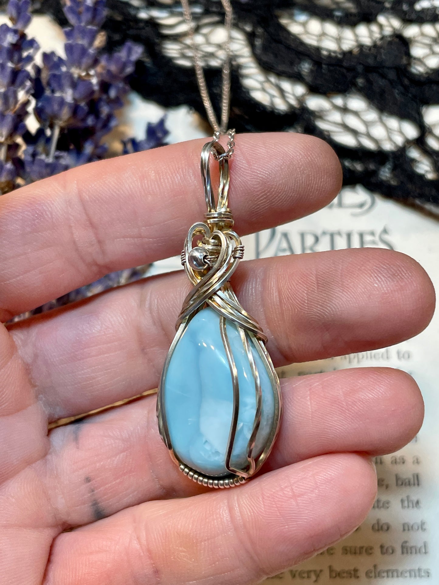 Larimar Pendant in Sterling Silver