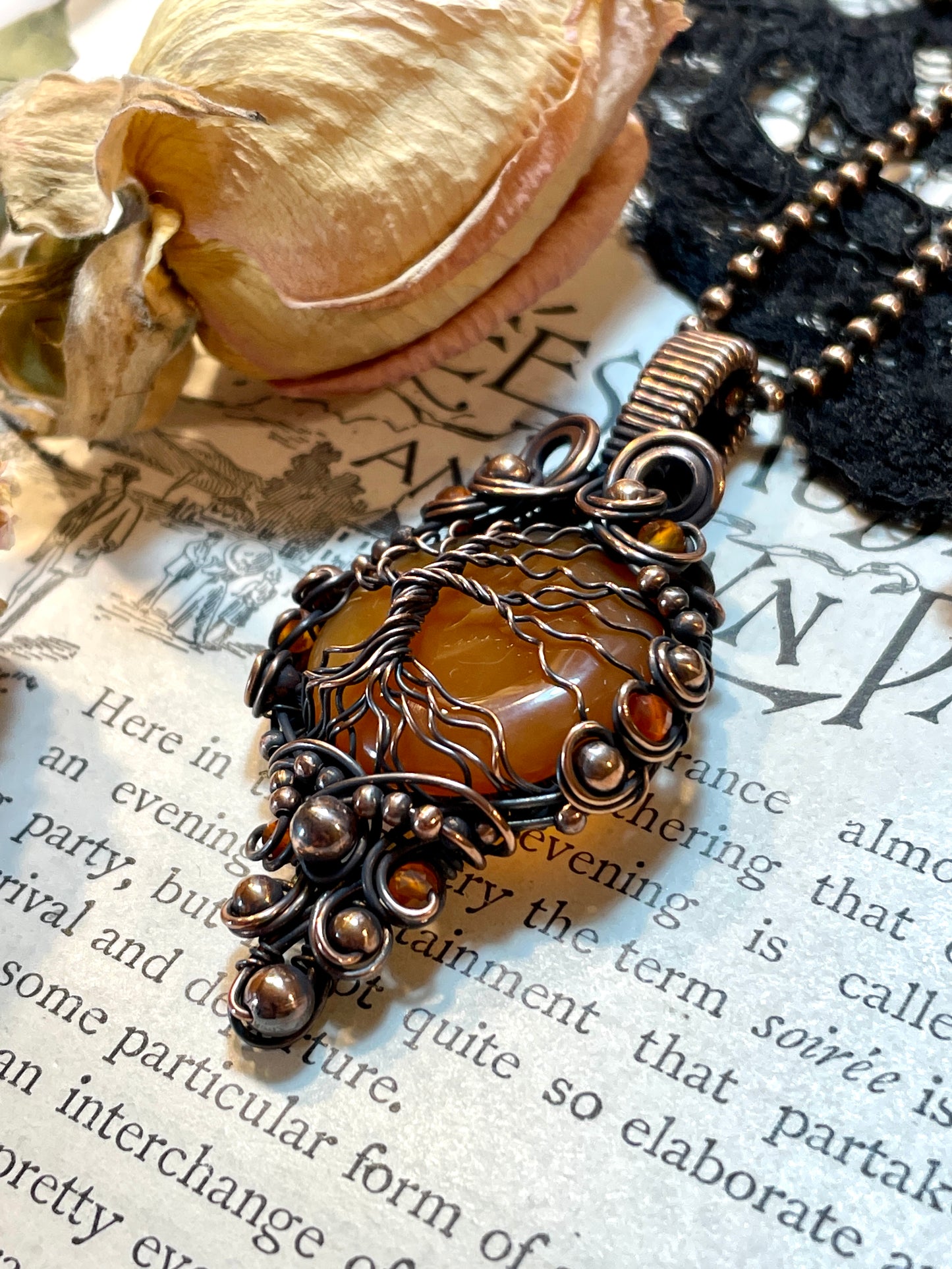 Carnelian Tree of Life Pendant in Copper