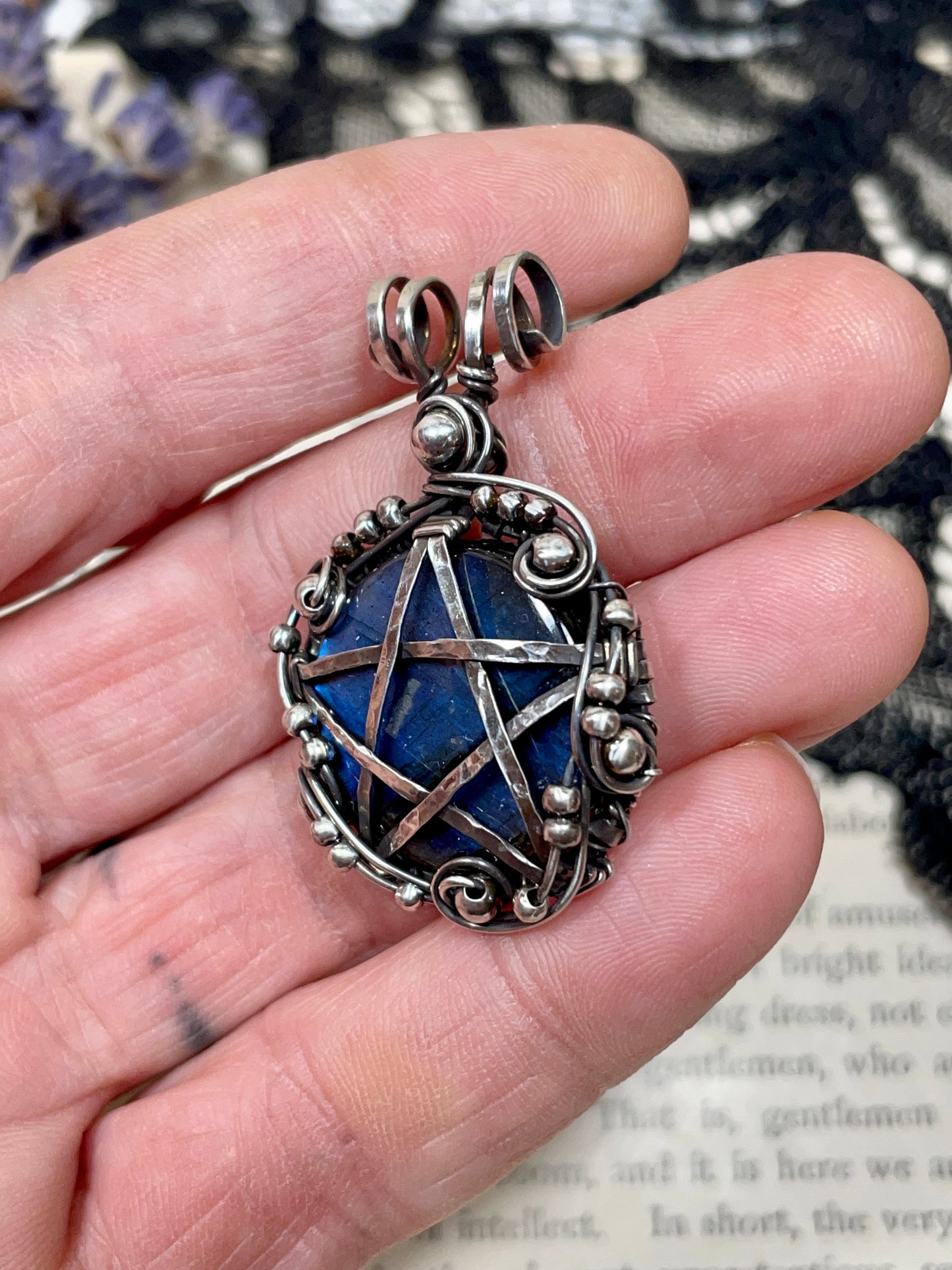 Labradorite Pentacle Pendant in Sterling Silver