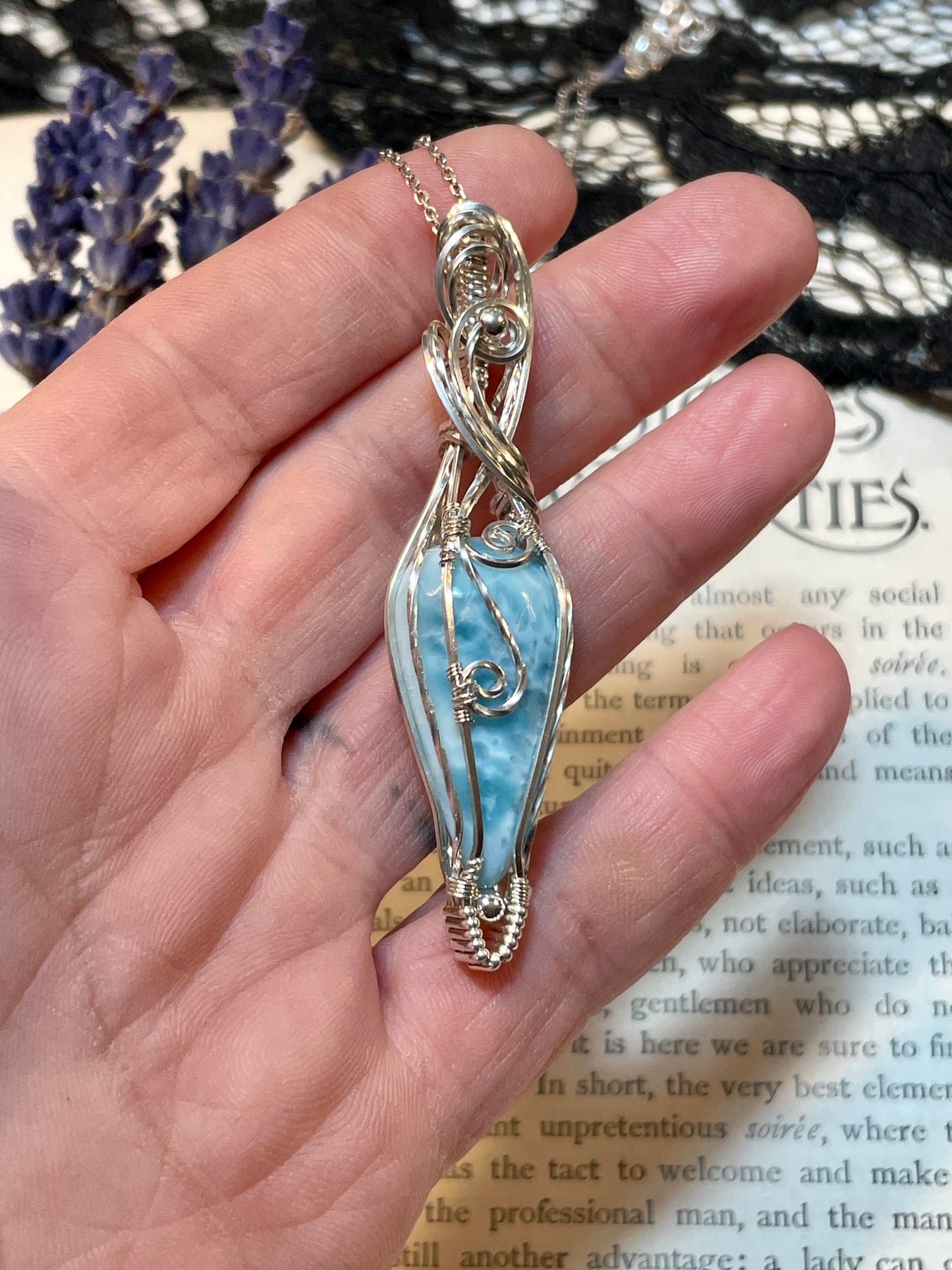 Larimar Pendant in Sterling Silver