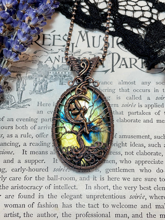 Labradorite Fairy Tree of Life Amulet in Copper