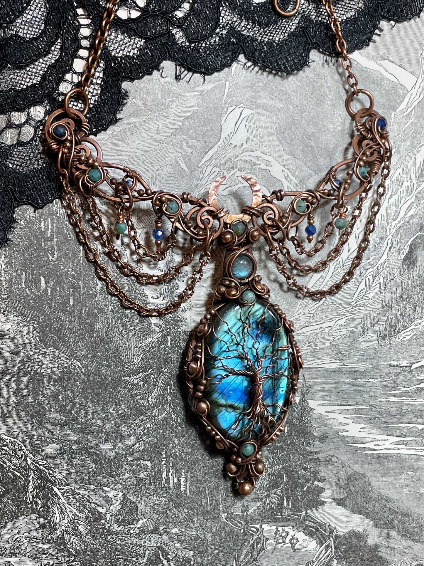 Labradorite Tree of Life Collar in Copper