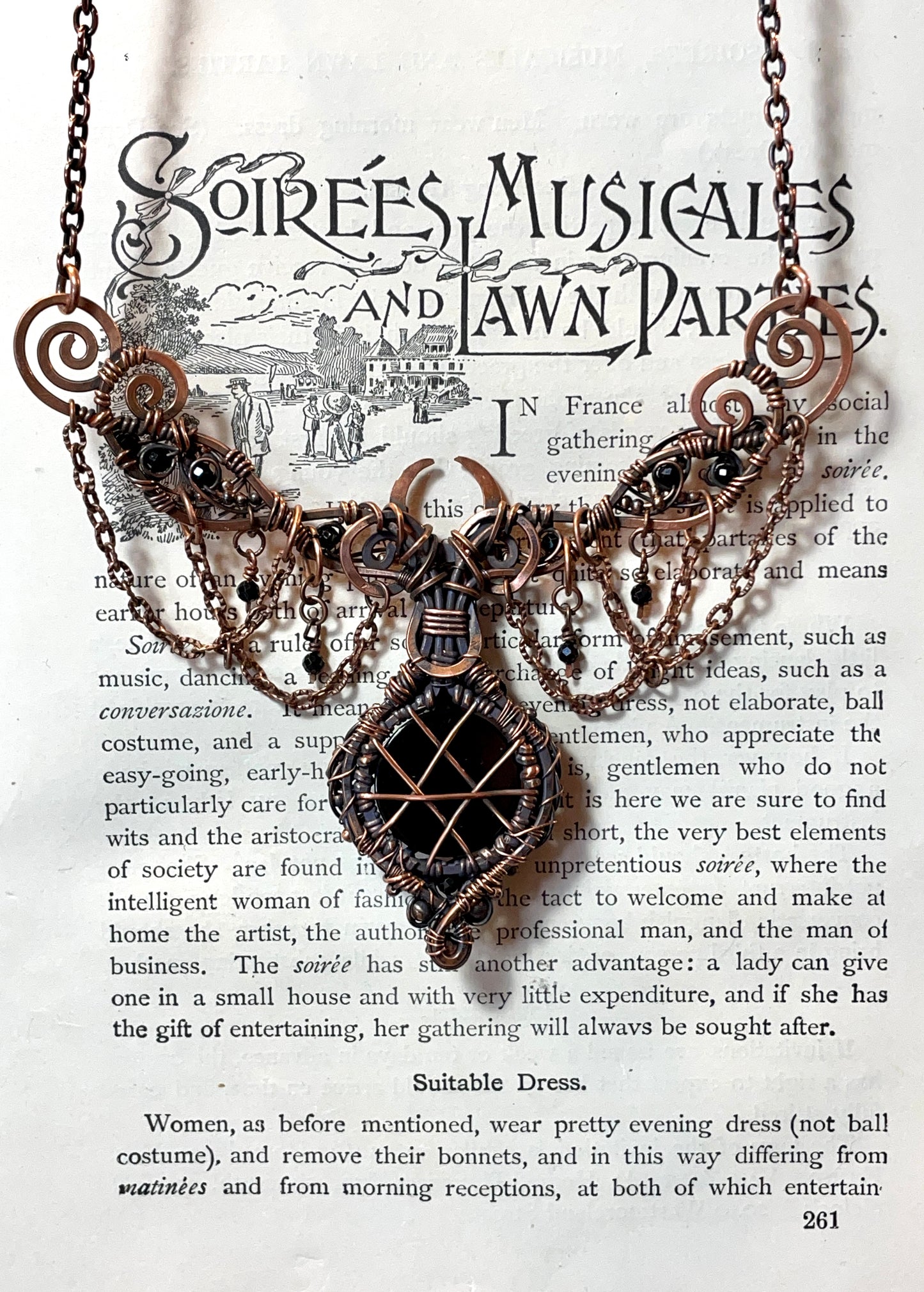 Onyx Pentacle Collar in Copper