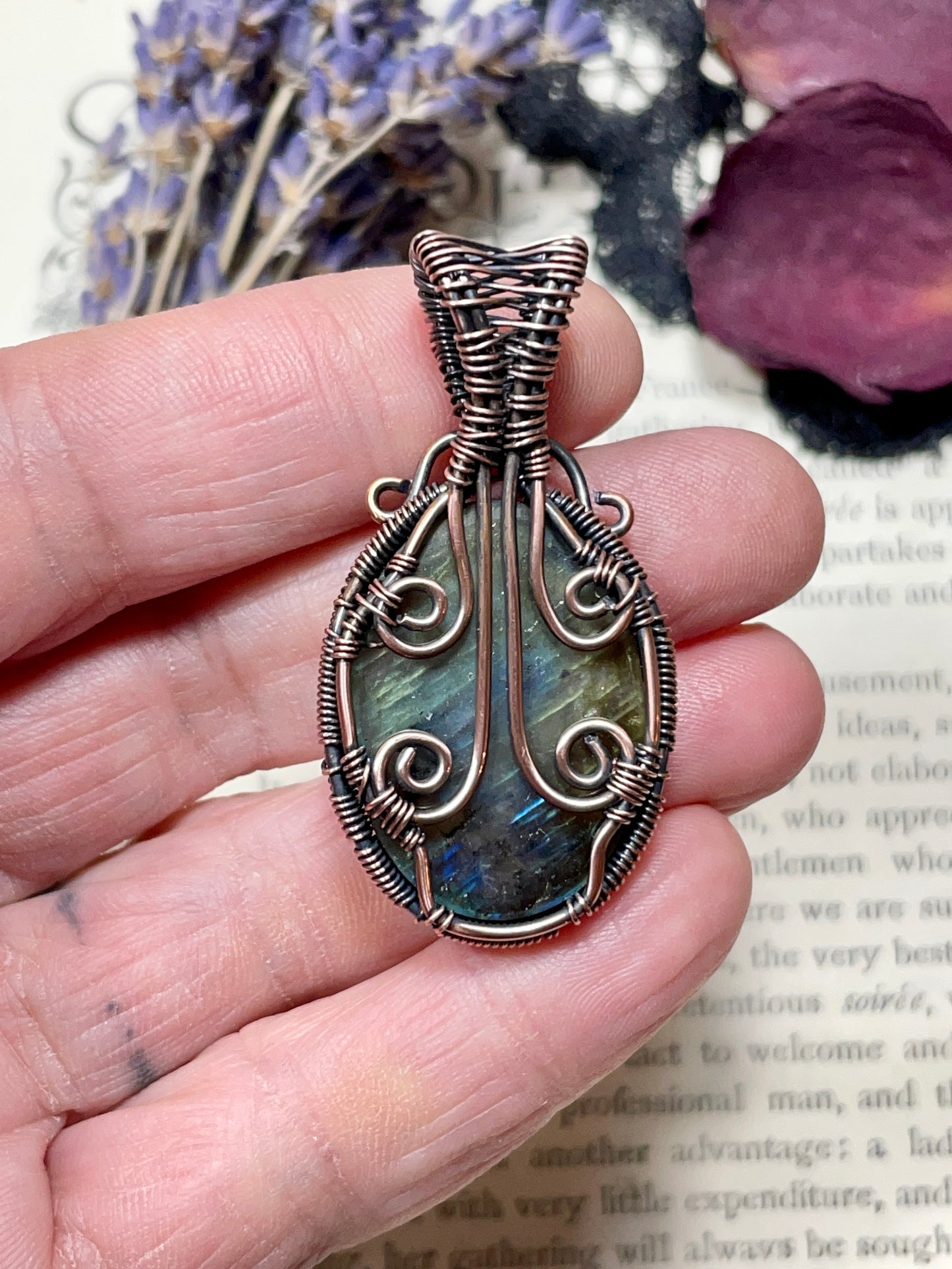 Labradorite Tree of Life Pendant in Copper