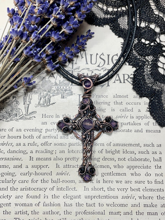Amethyst Gothic Style Celtic Cross Pendant