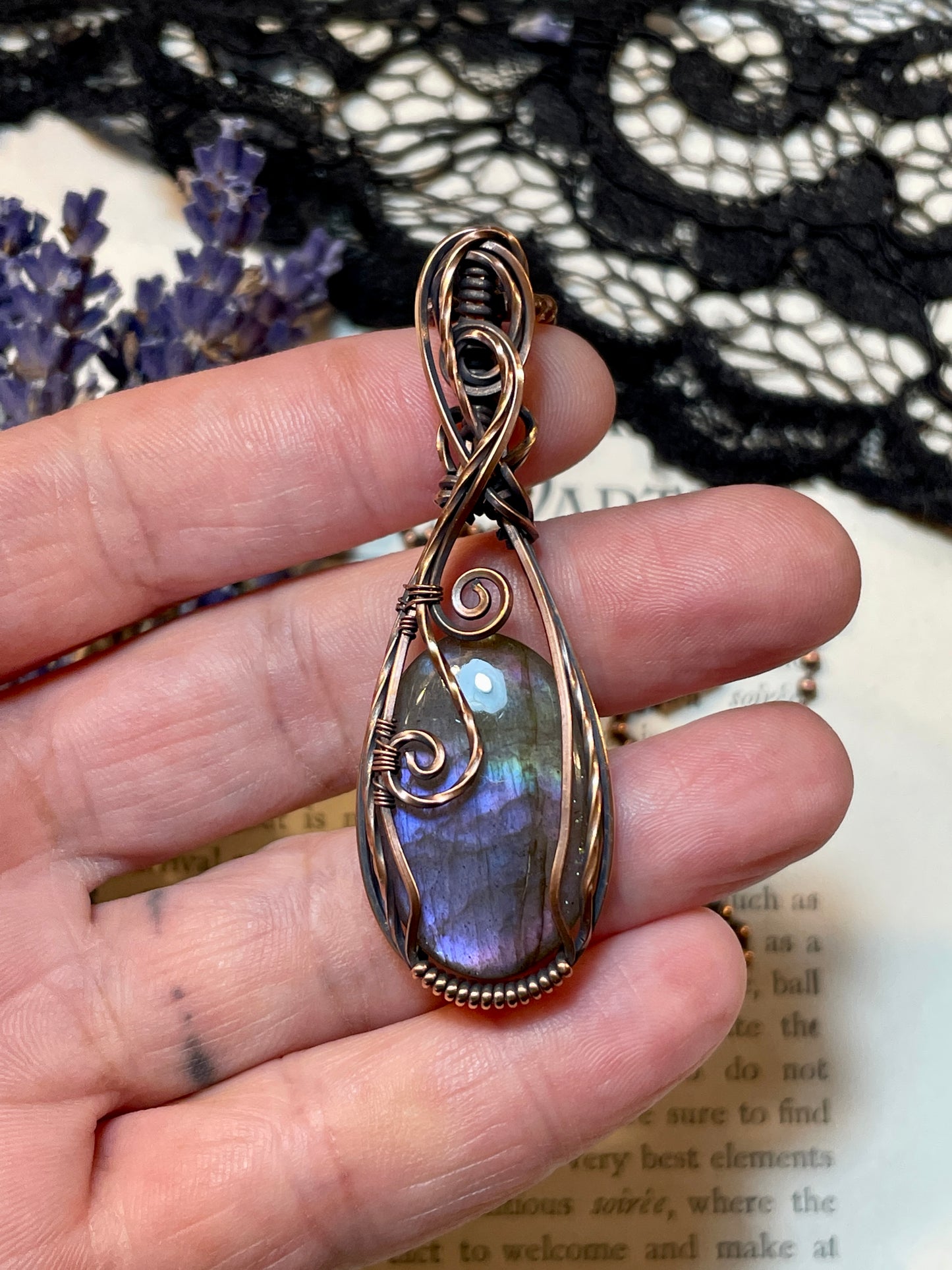 Labradorite Pendant in Copper