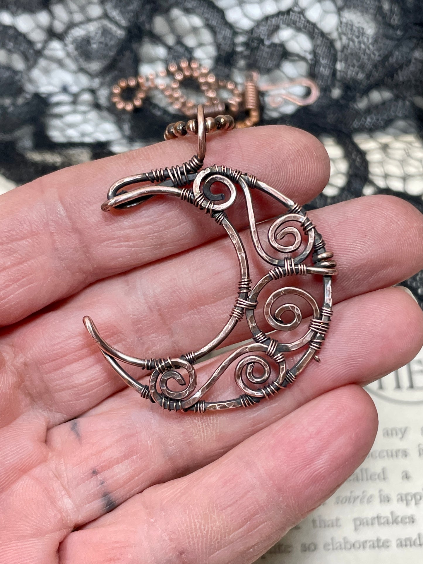 Copper Crescent Moon Pendant