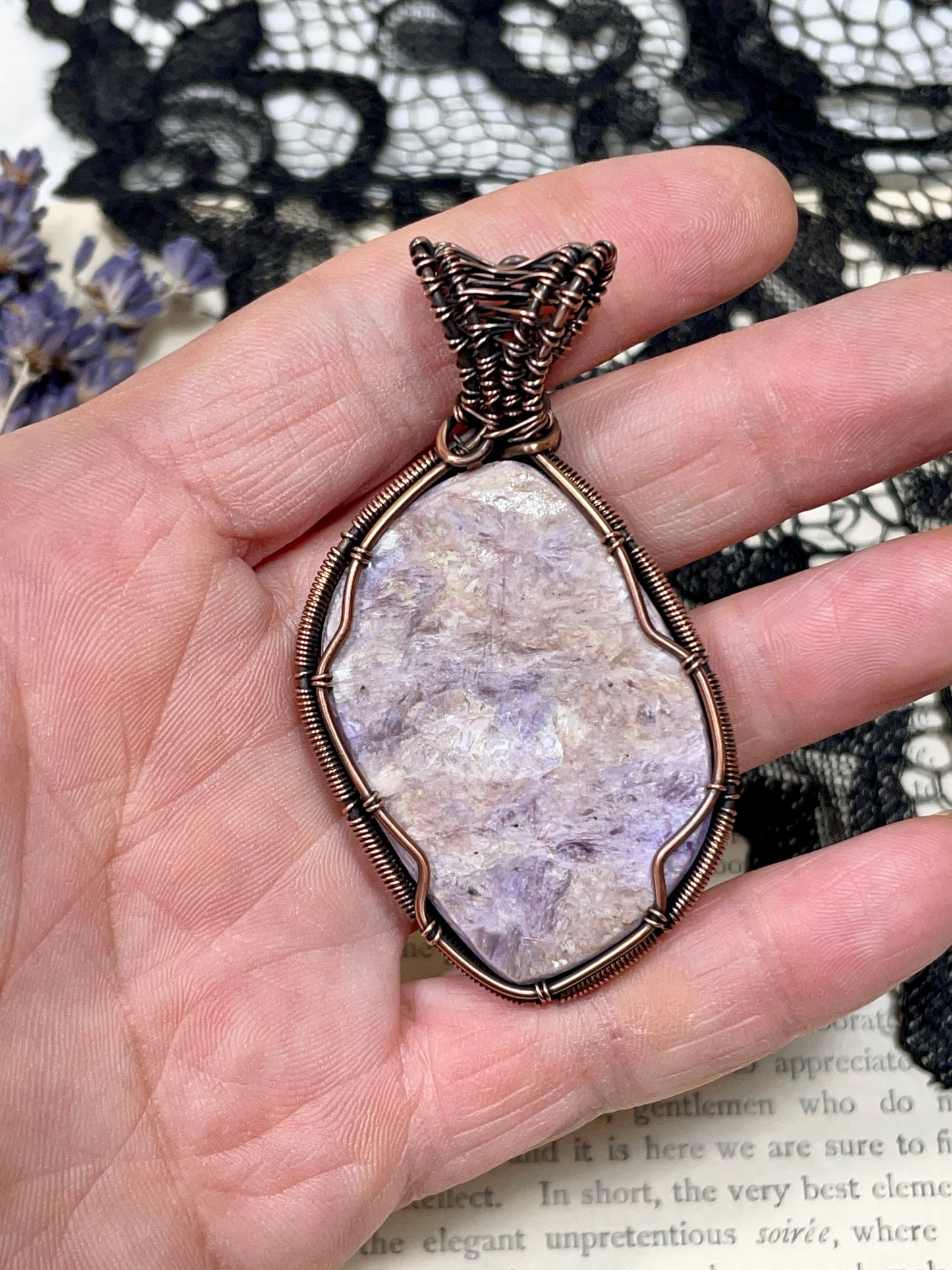 Charoite Tree of Life Pendant in Copper