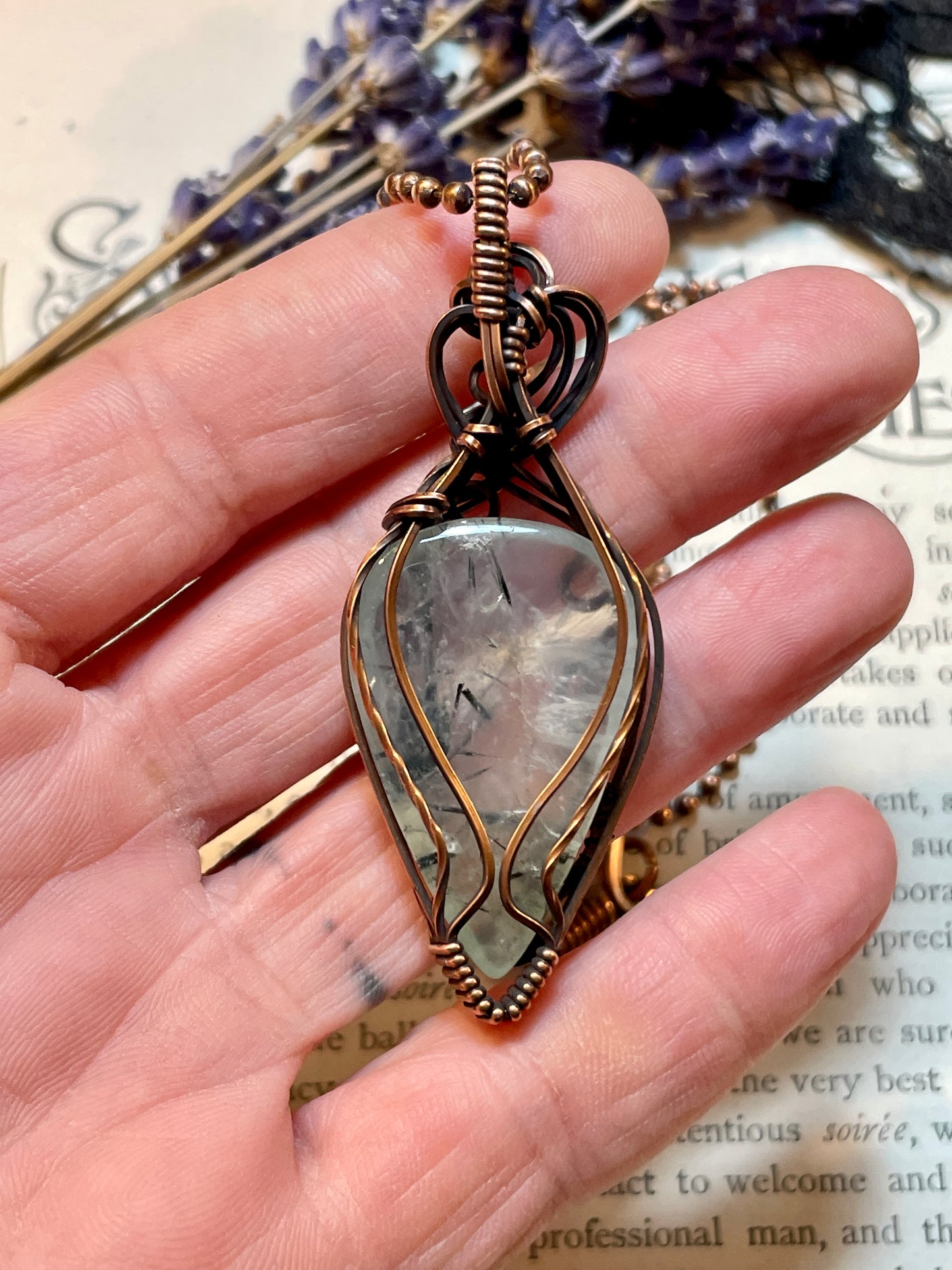 Prehnite Pendant in Copper