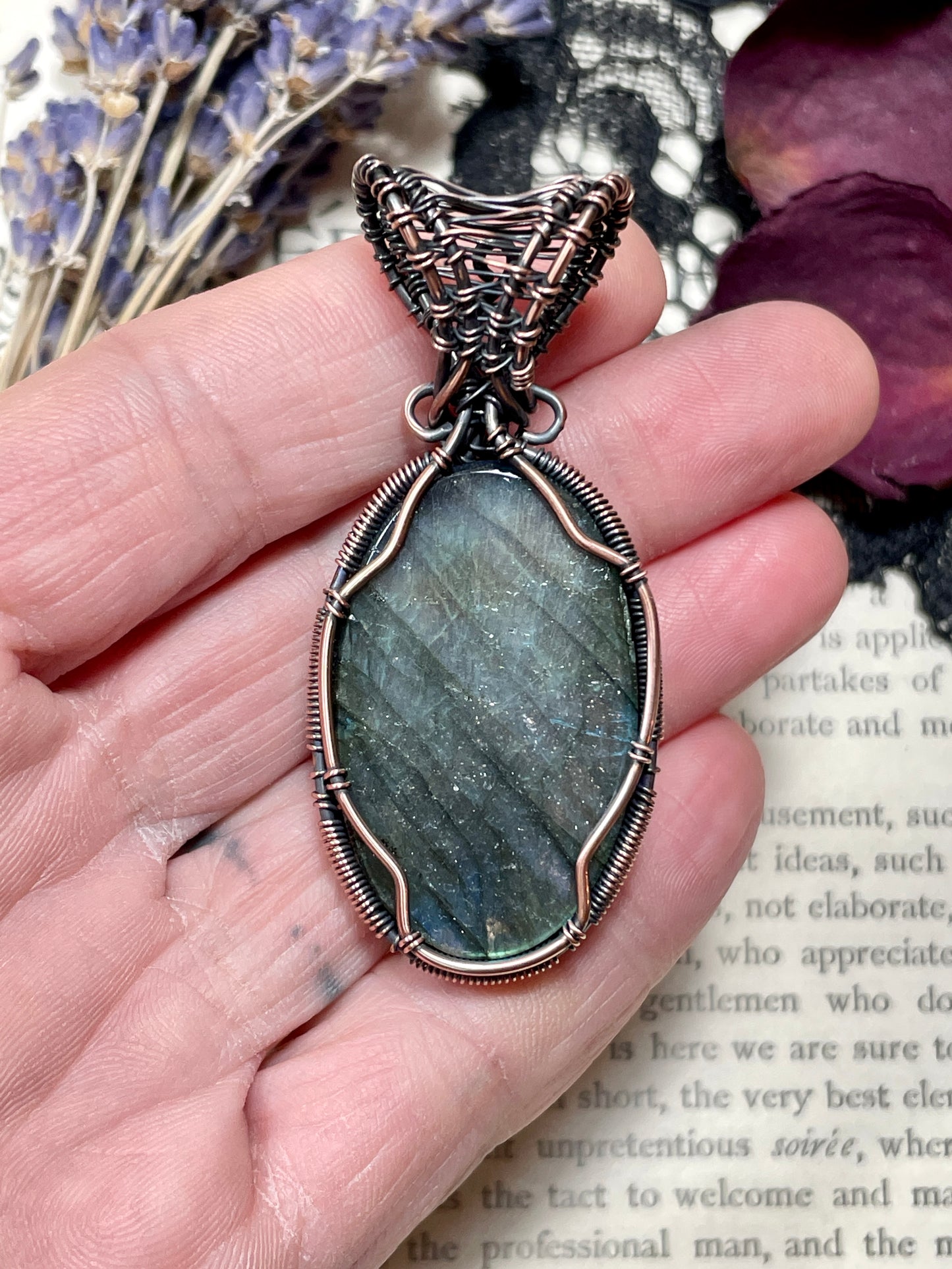 Labradorite Tree of Life Pendant in Copper