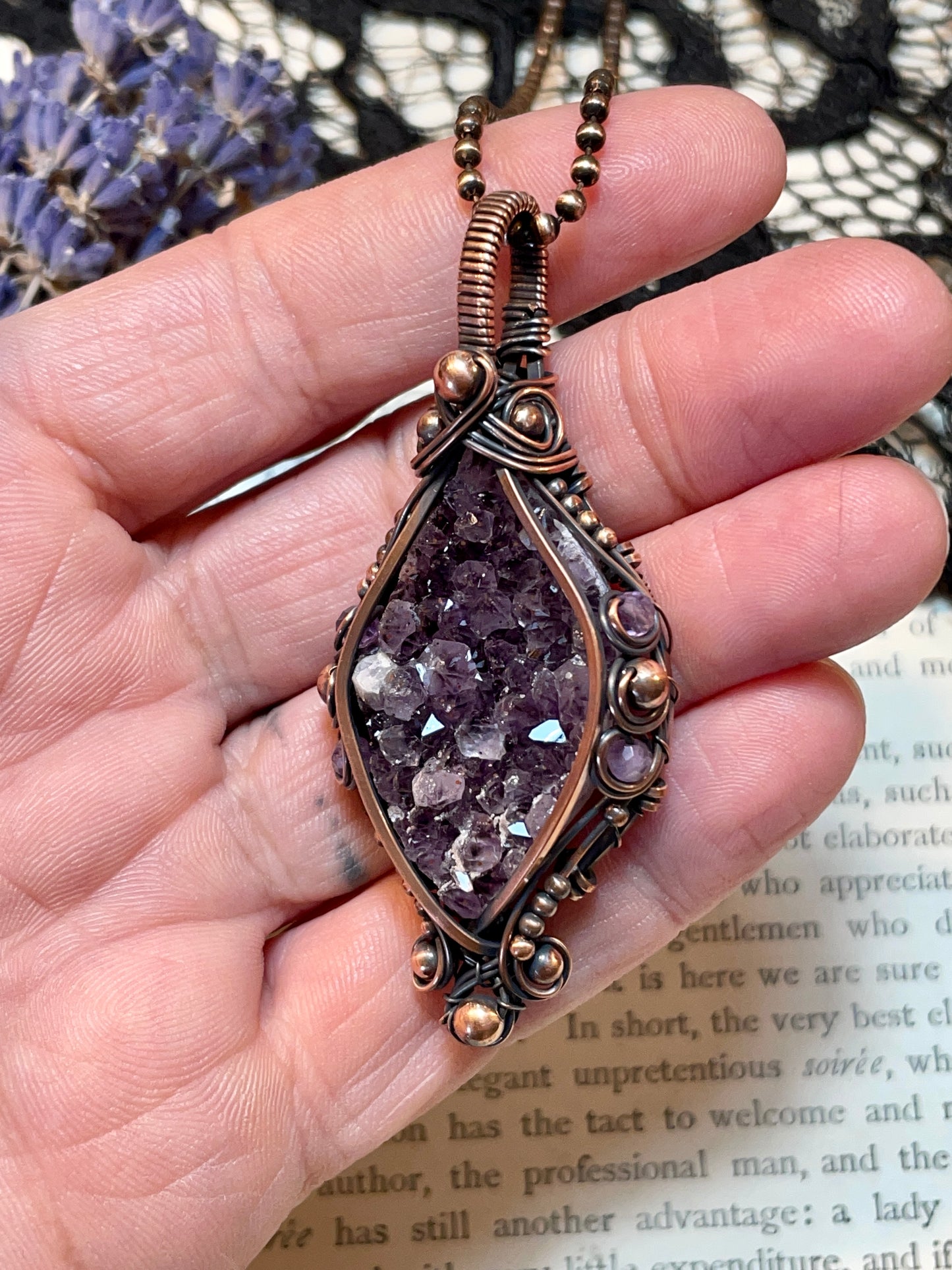 Amethyst (Thunder Bay, Ontario Amethyst Cluster) in Copper