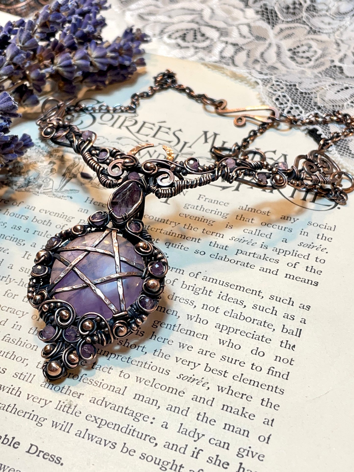 Amethyst Pentacle Collar in Copper