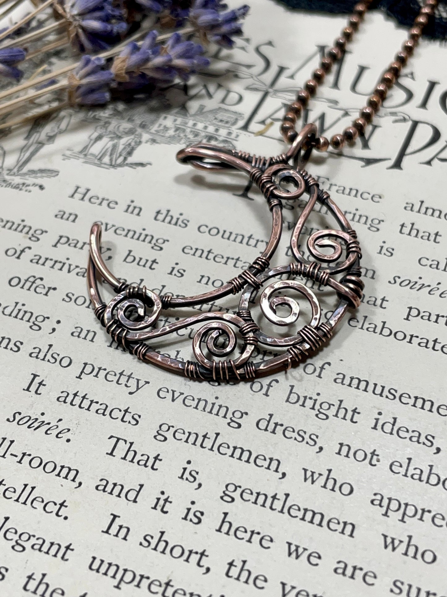 Copper Crescent Moon Pendant