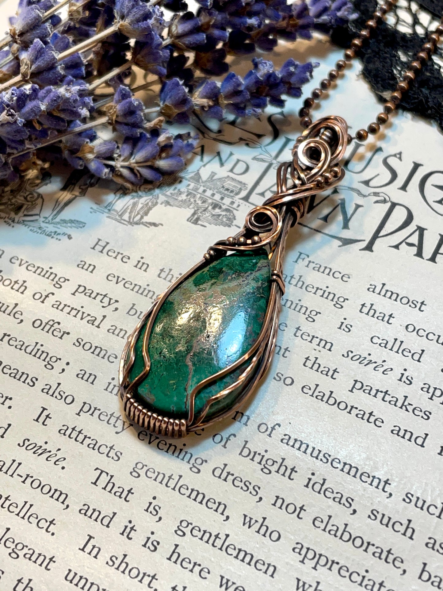 Azurite Malachite Pendant in Copper