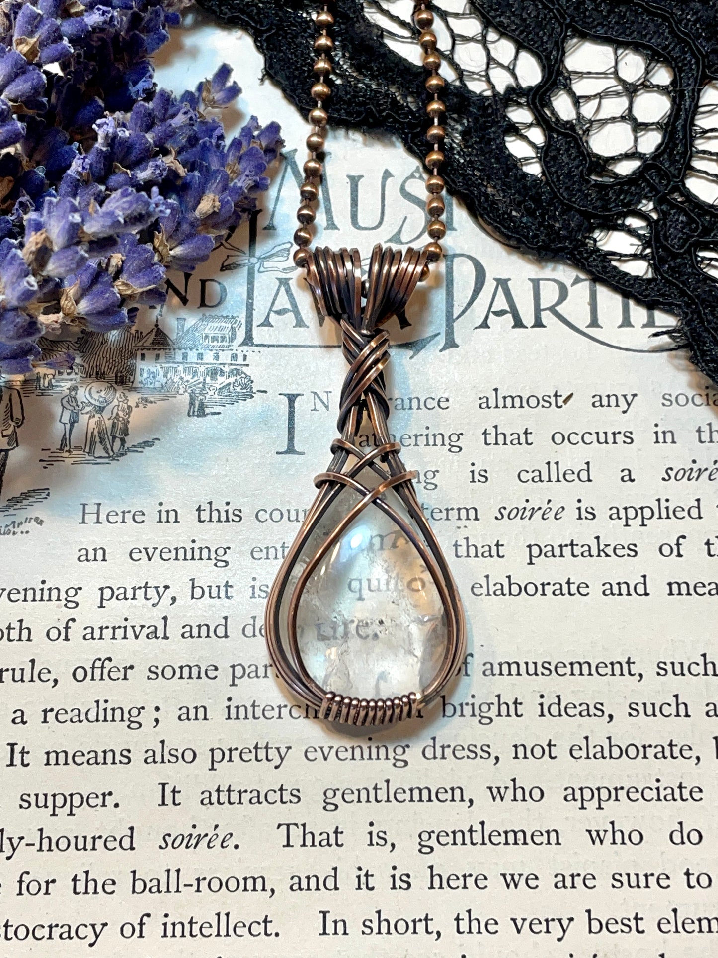 Clear Quartz Pendant in Copper