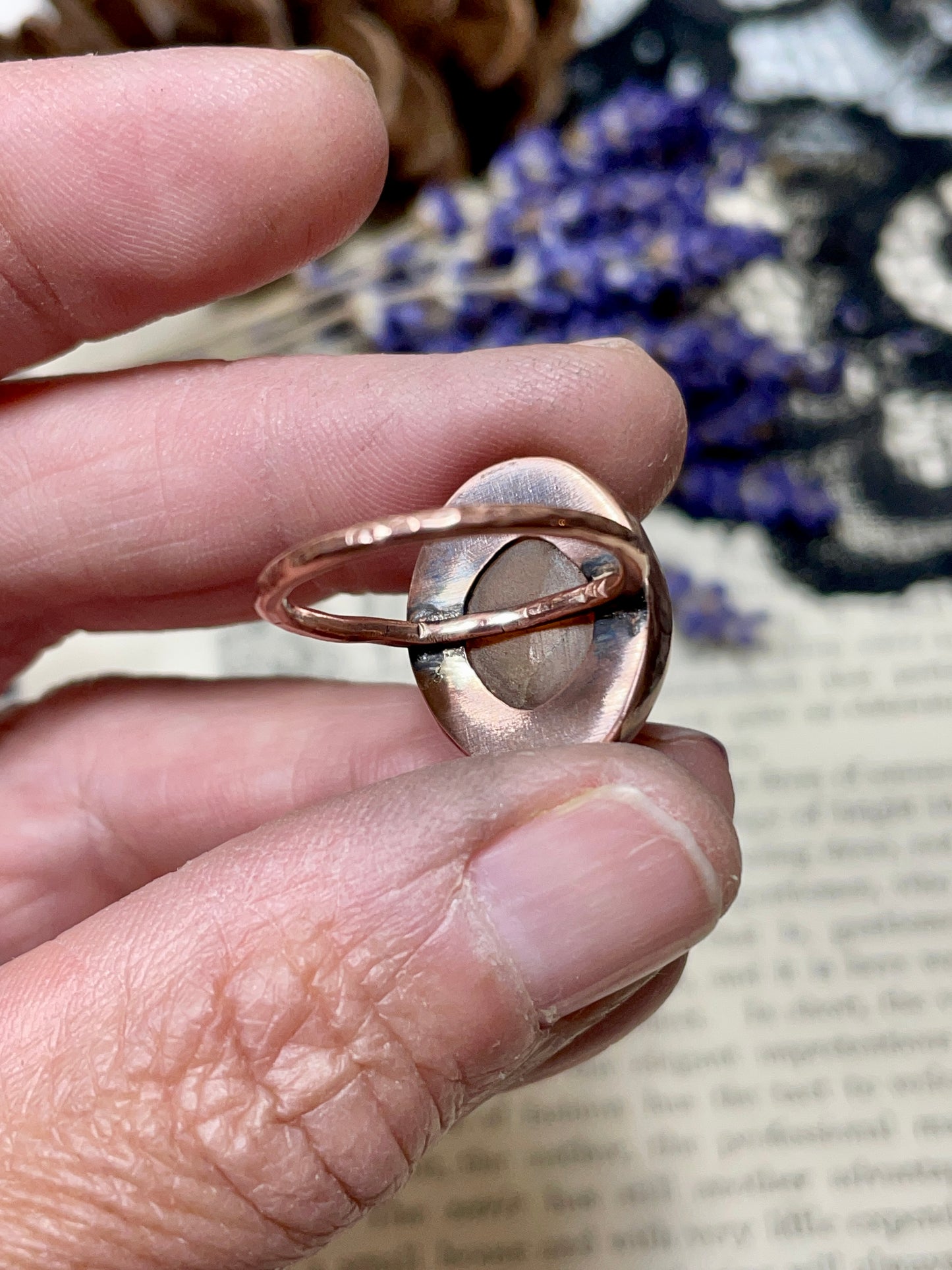 Carnelian Rustic Copper Ring Size 7