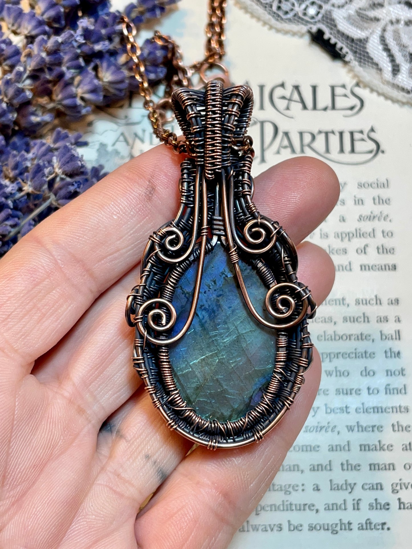 Labradorite Tree of Life Amulet in Copper