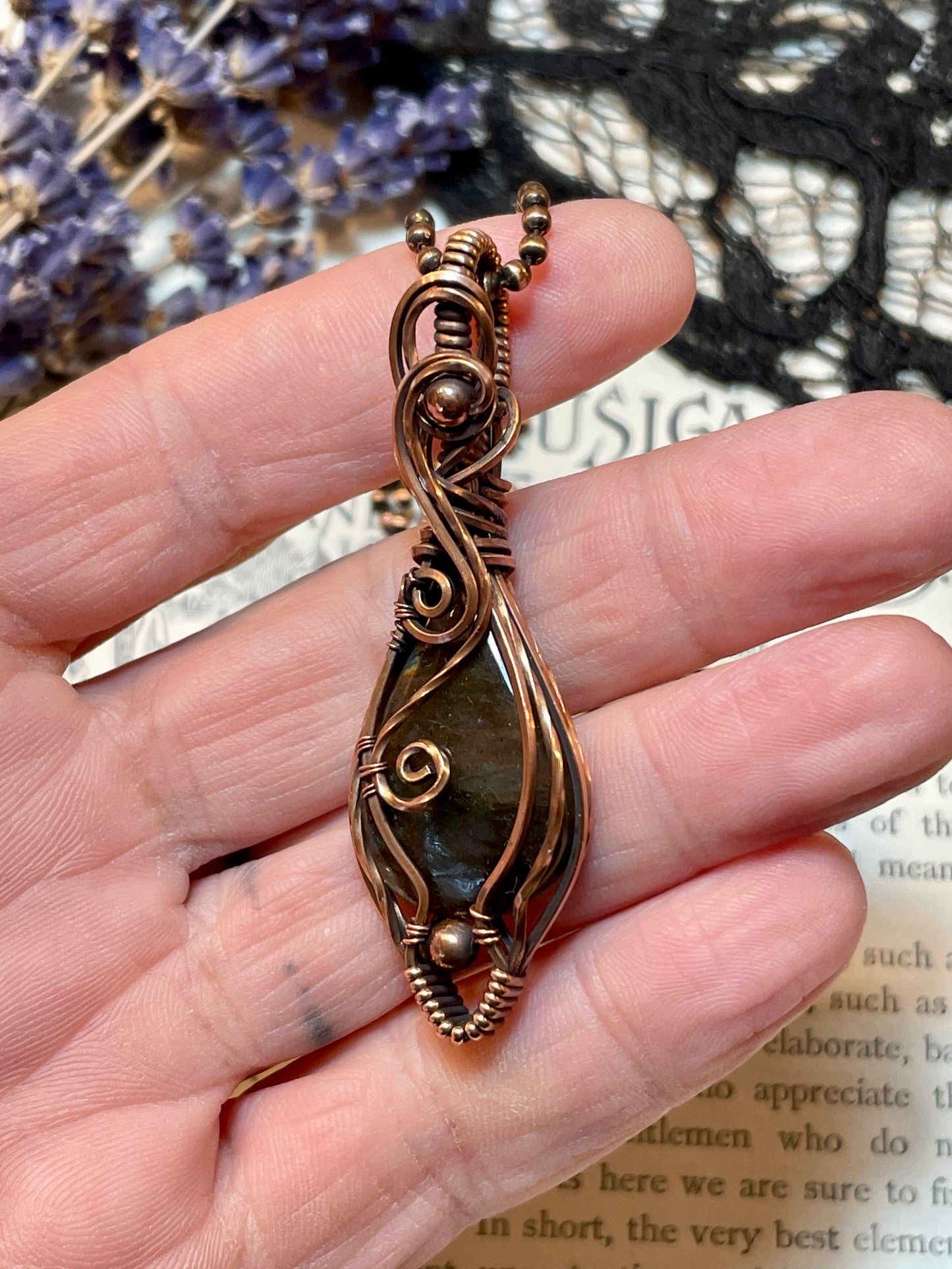 Labradorite Pendant in Copper