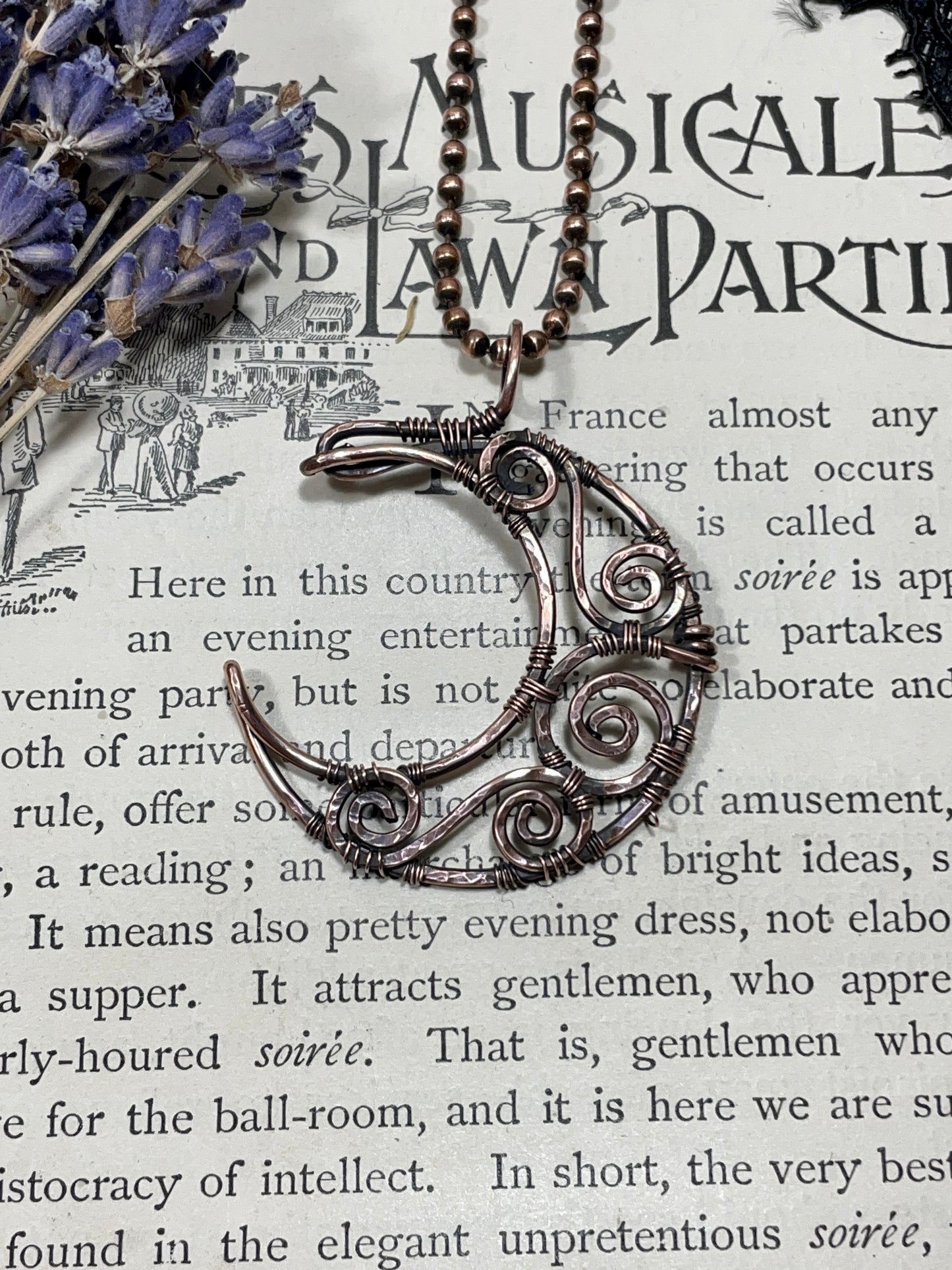 Copper Crescent Moon Pendant