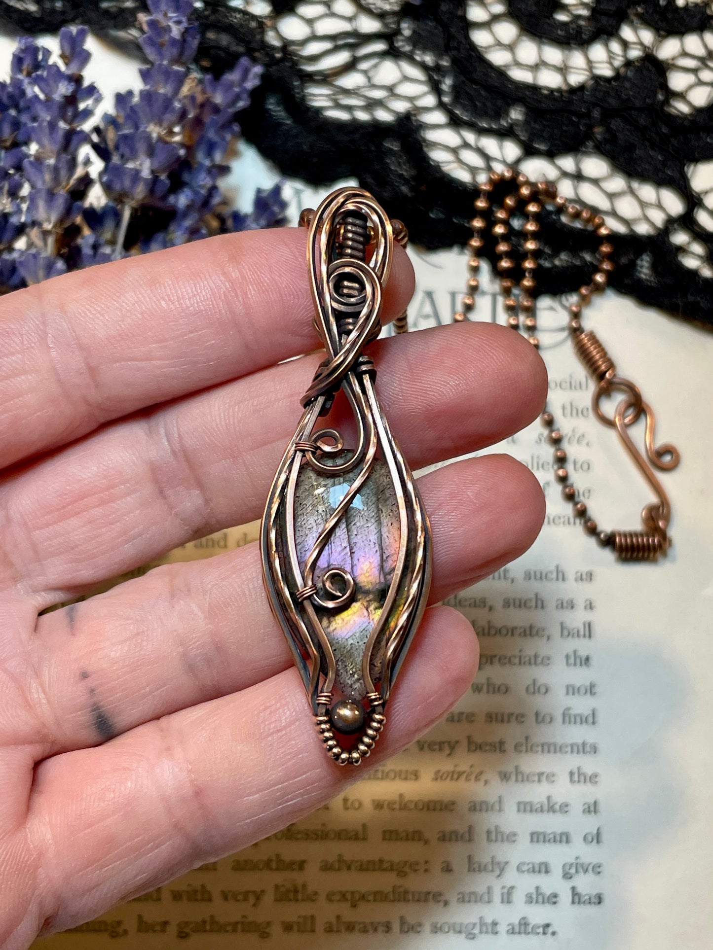 Labradorite Pendant in Copper