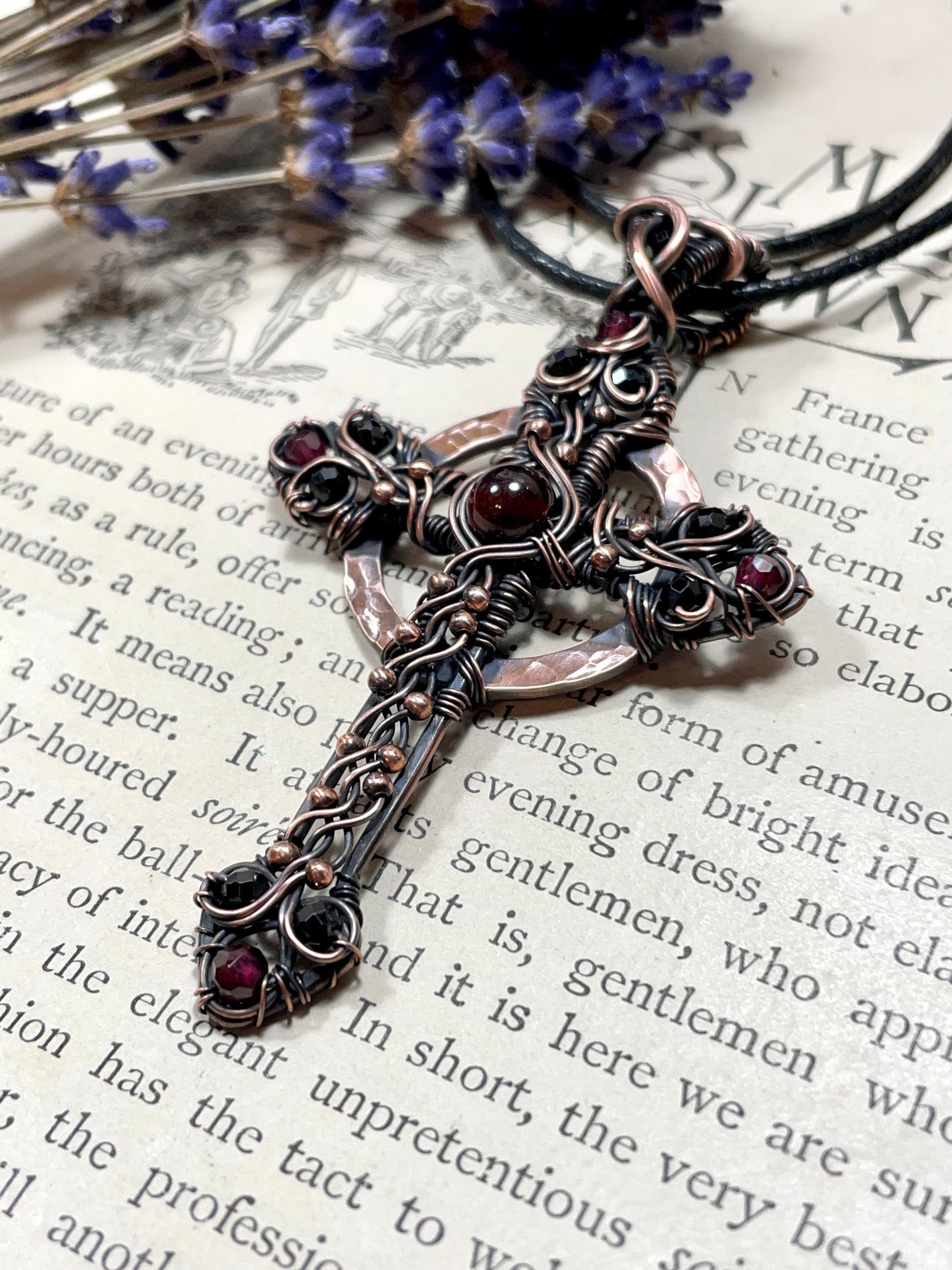 Garnet Gothic Style Celtic Cross Pendant