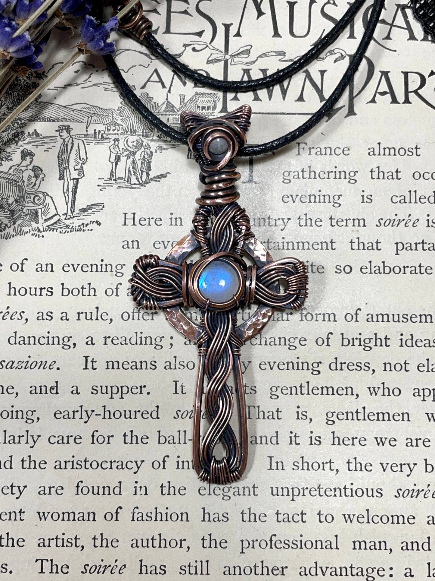 Moonstone (Rainbow Moonstone) Celtic Cross Pendant
