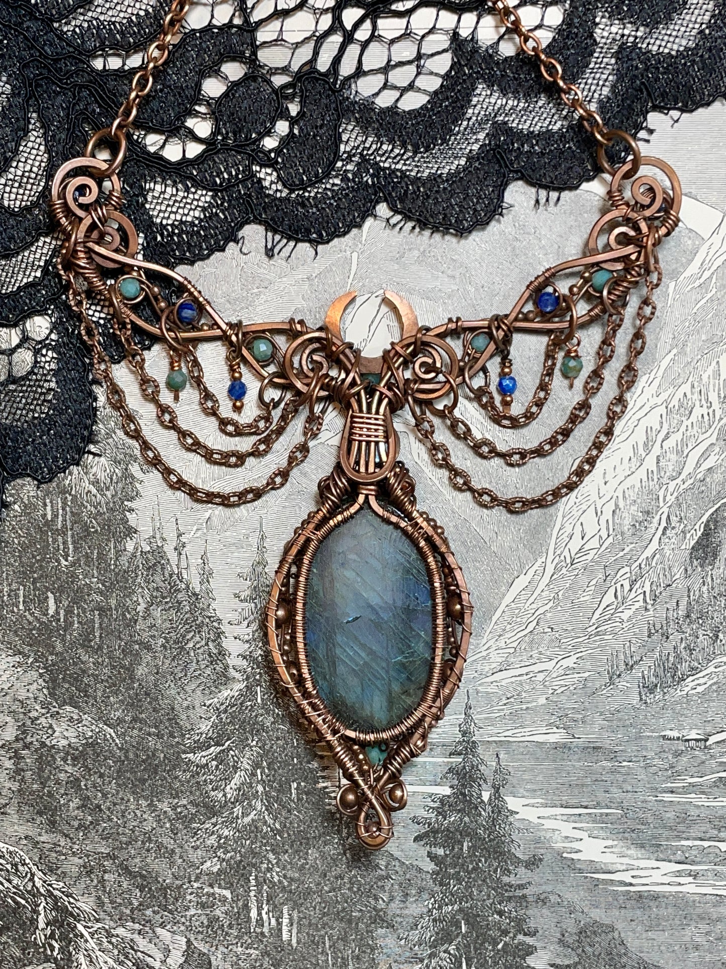 Labradorite Tree of Life Collar in Copper