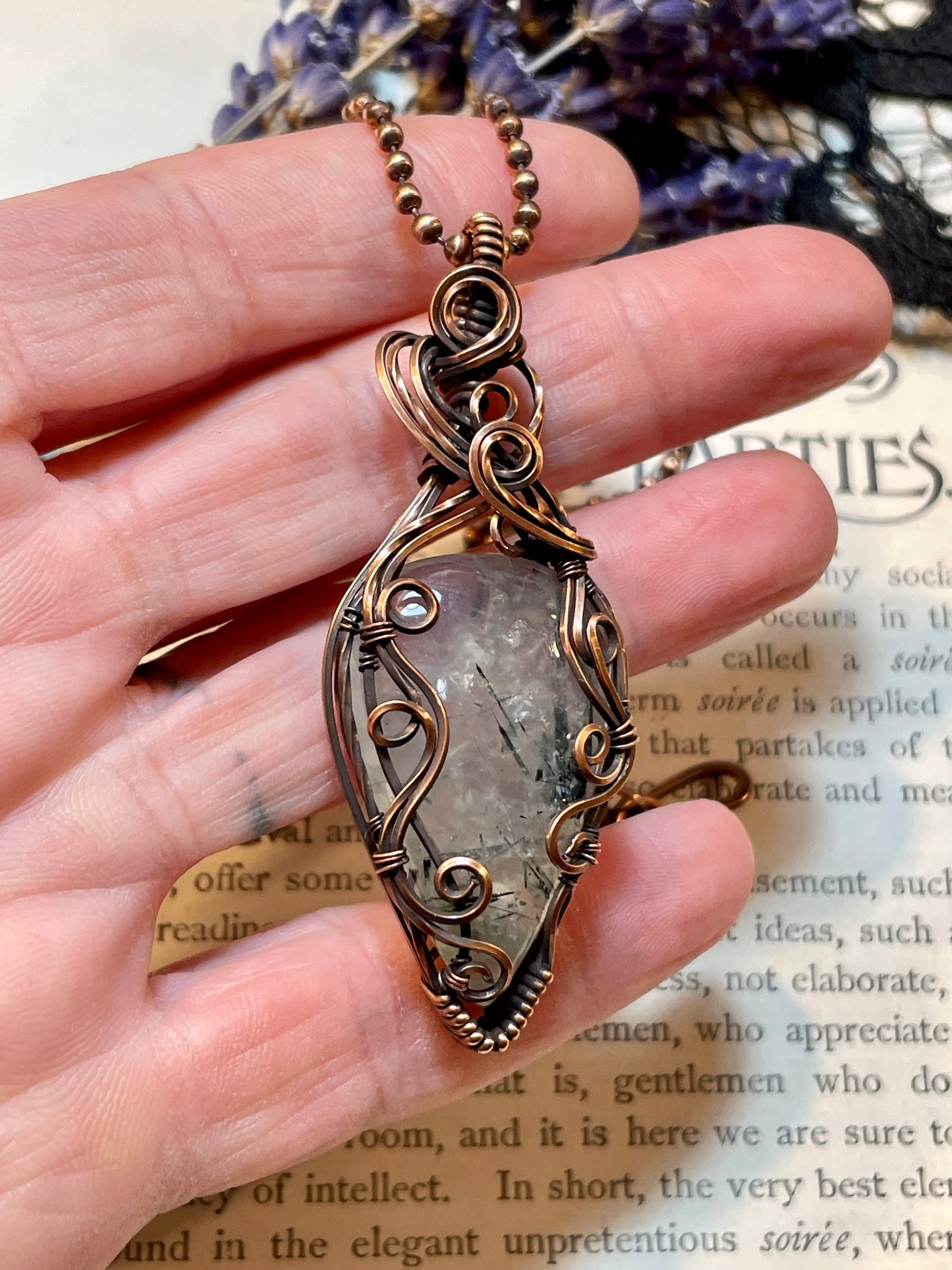 Prehnite Pendant in Copper