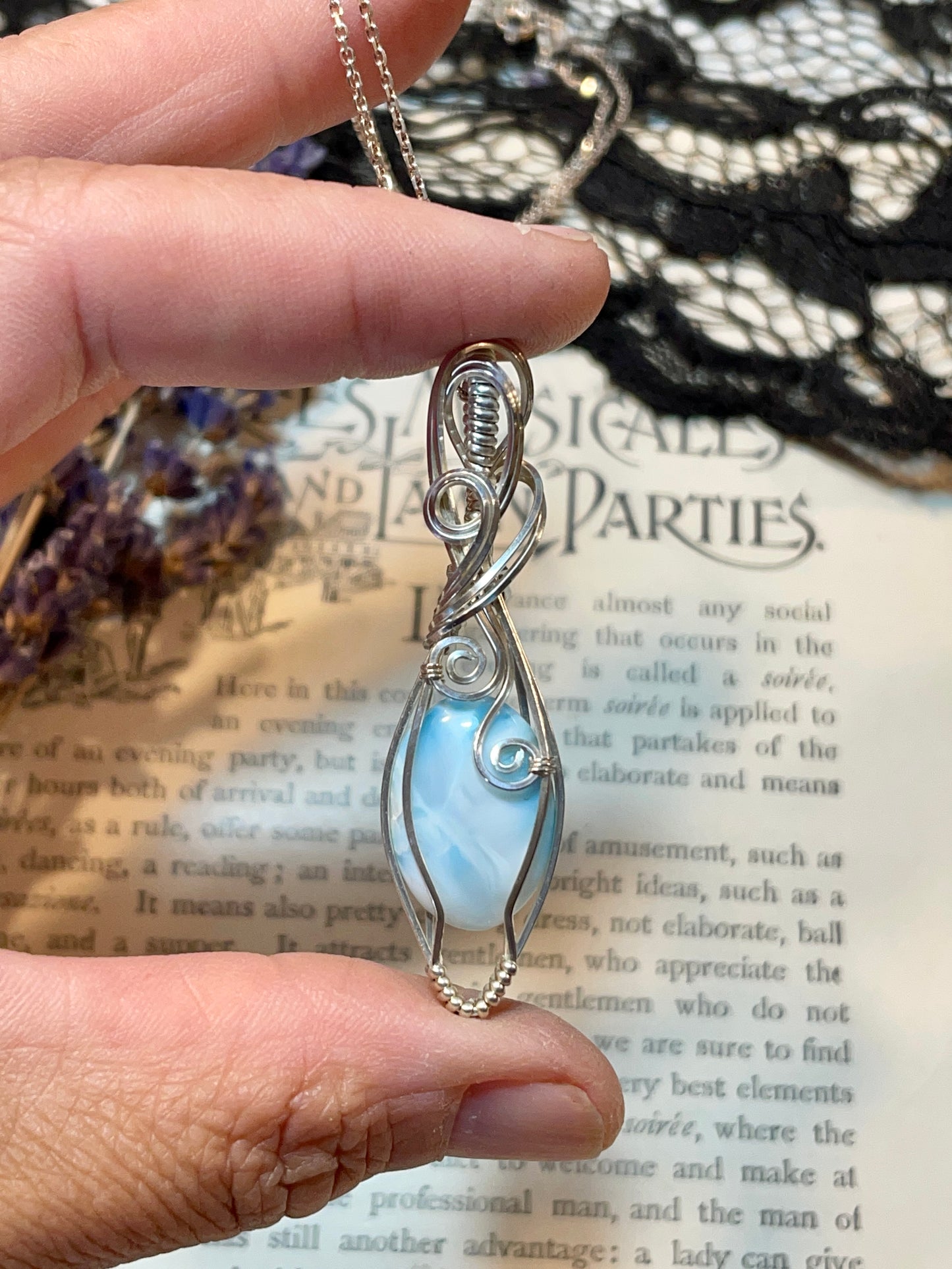 Larimar Pendant in Sterling Silver