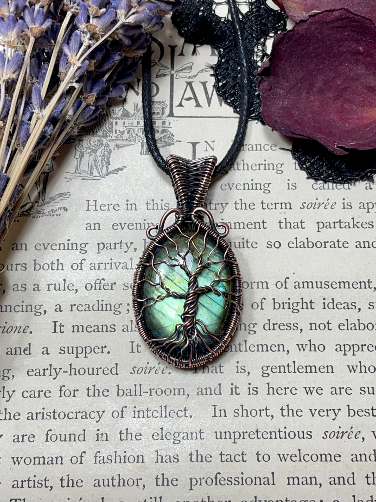 Labradorite Tree of Life Pendant in Copper