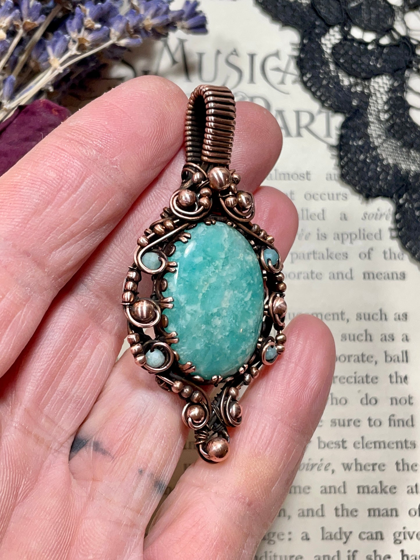 Amazonite Pendant in Copper