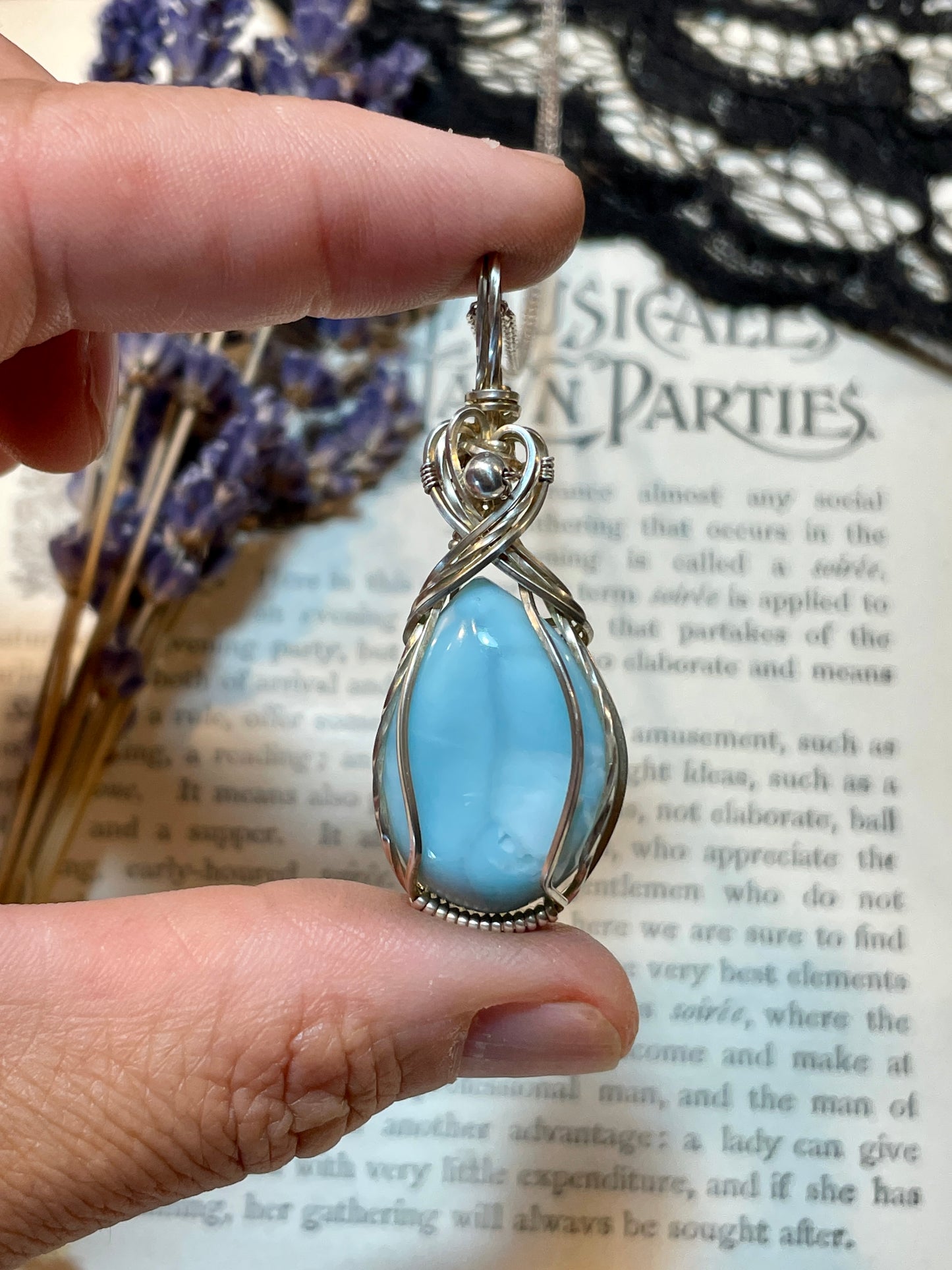 Larimar Pendant in Sterling Silver