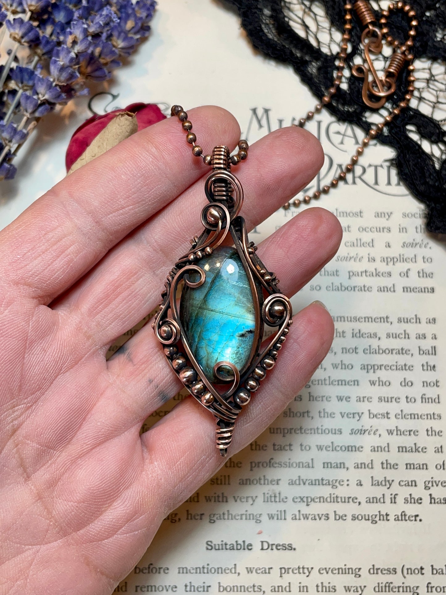 Labradorite Pendant in Copper