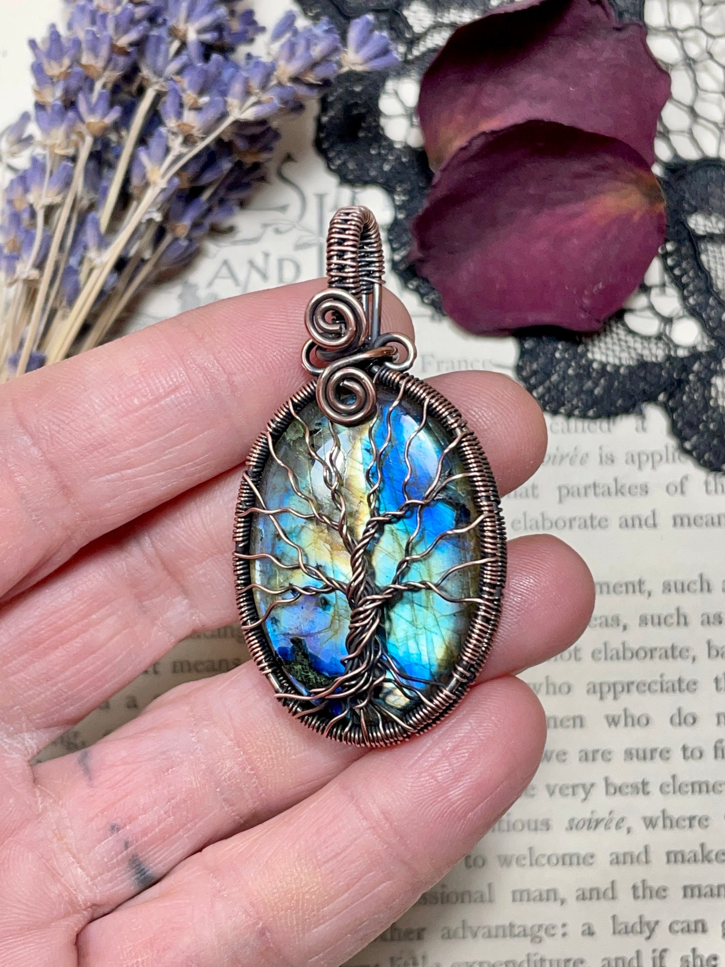Labradorite Tree of Life Pendant in Copper