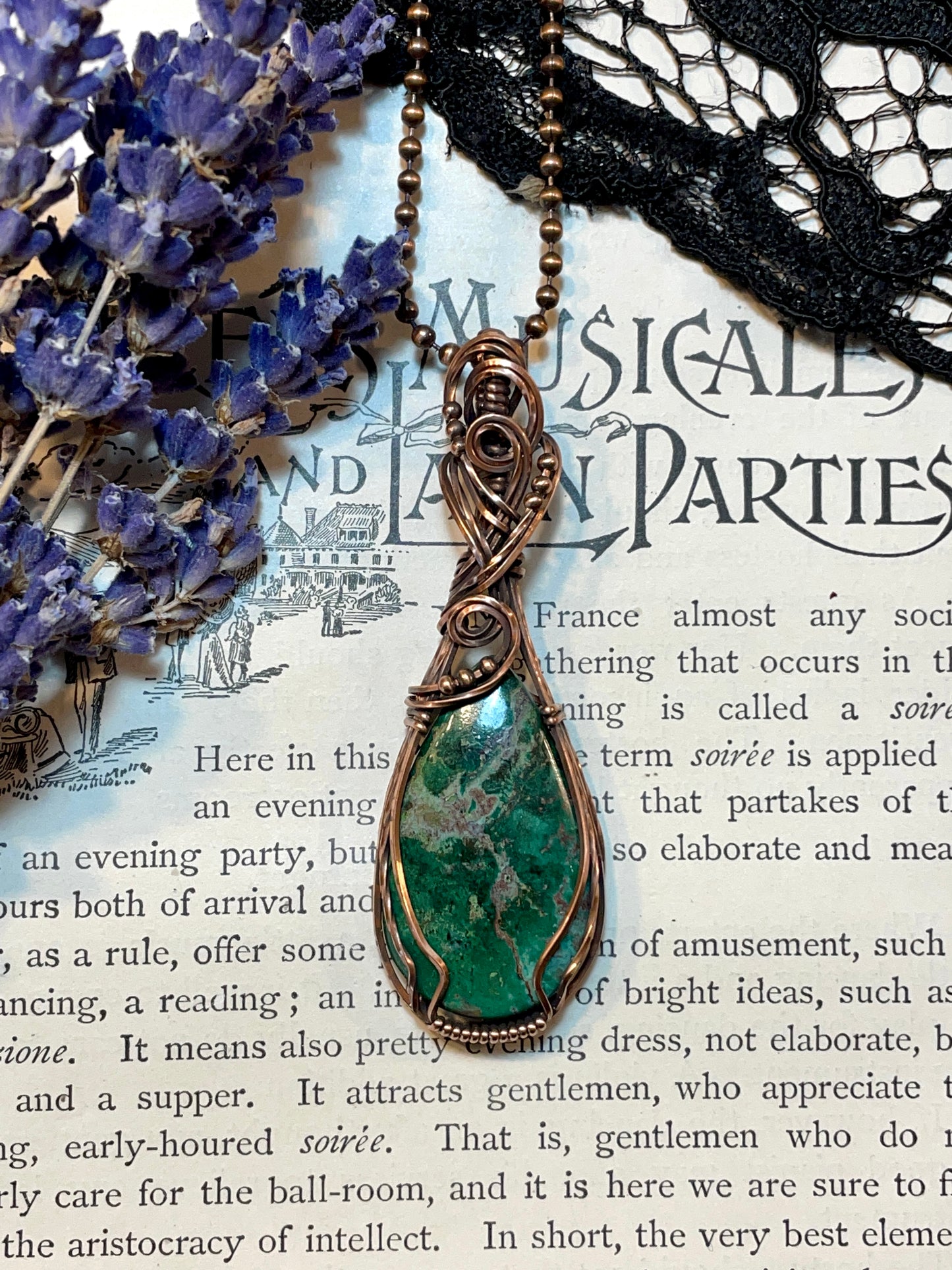 Azurite Malachite Pendant in Copper