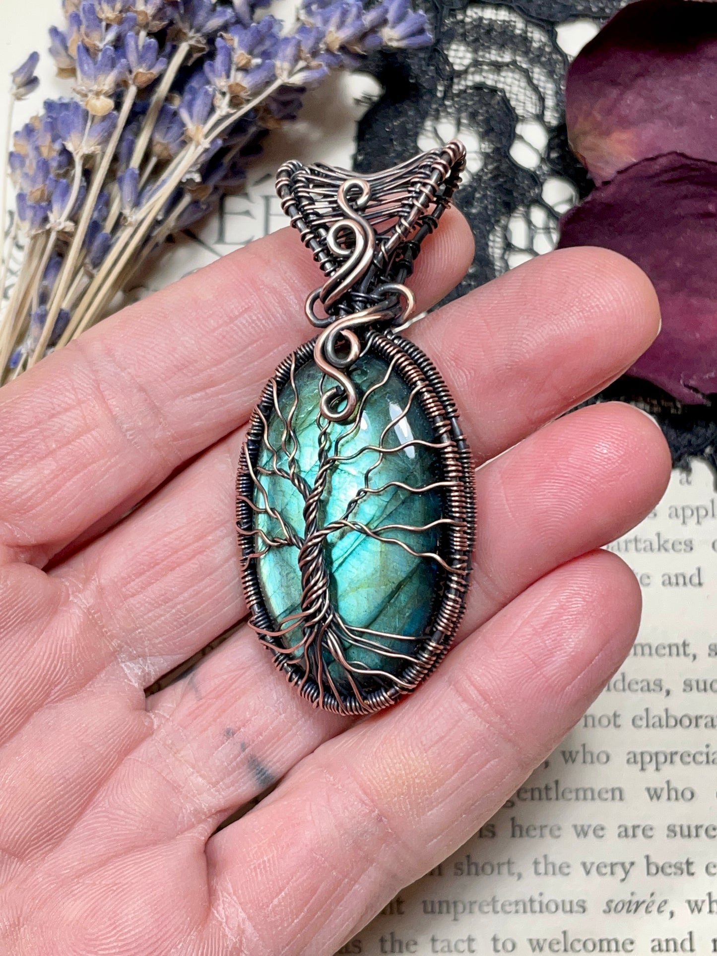 Labradorite Tree of Life Pendant in Copper