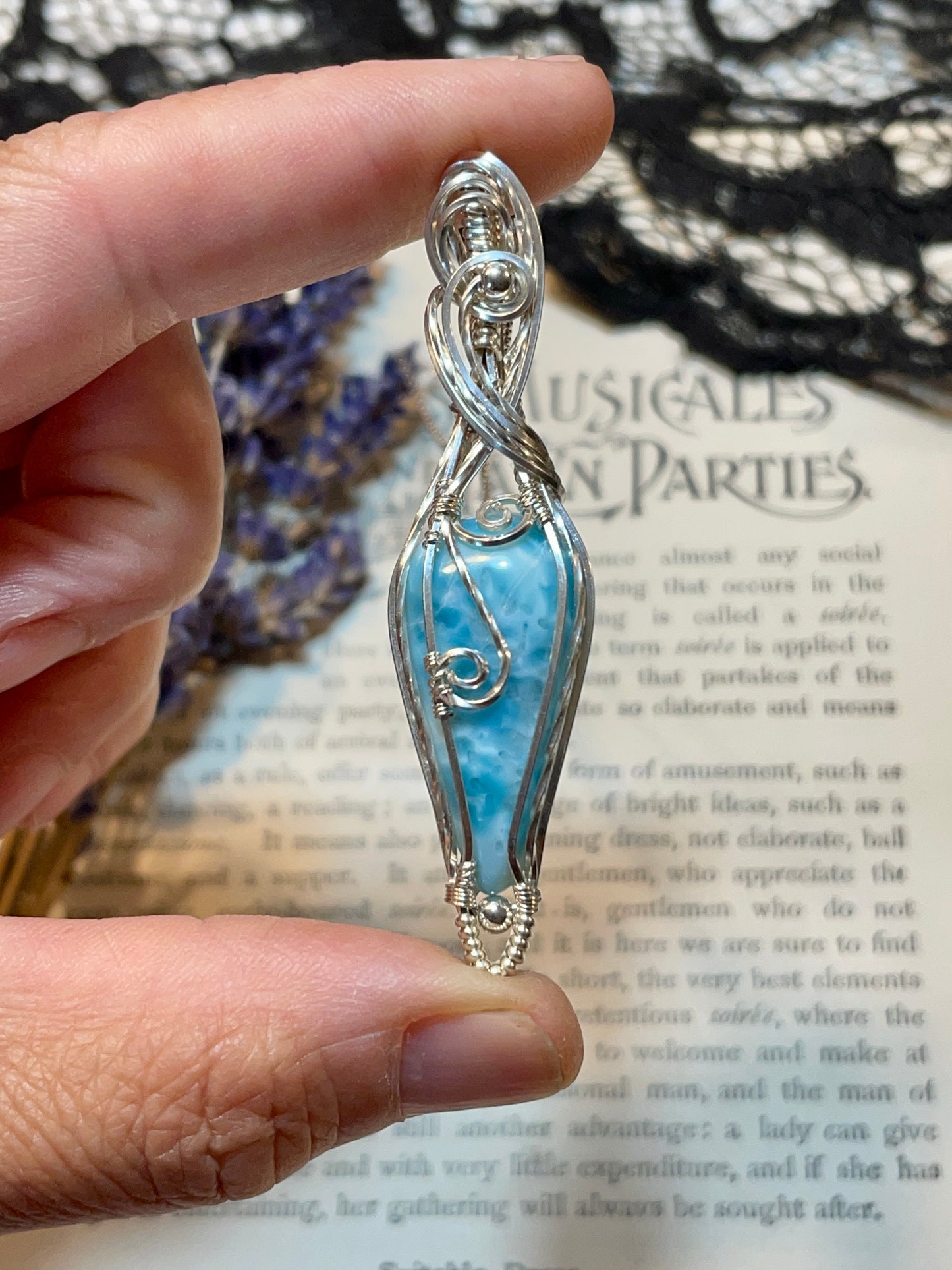 Larimar Pendant in Sterling Silver