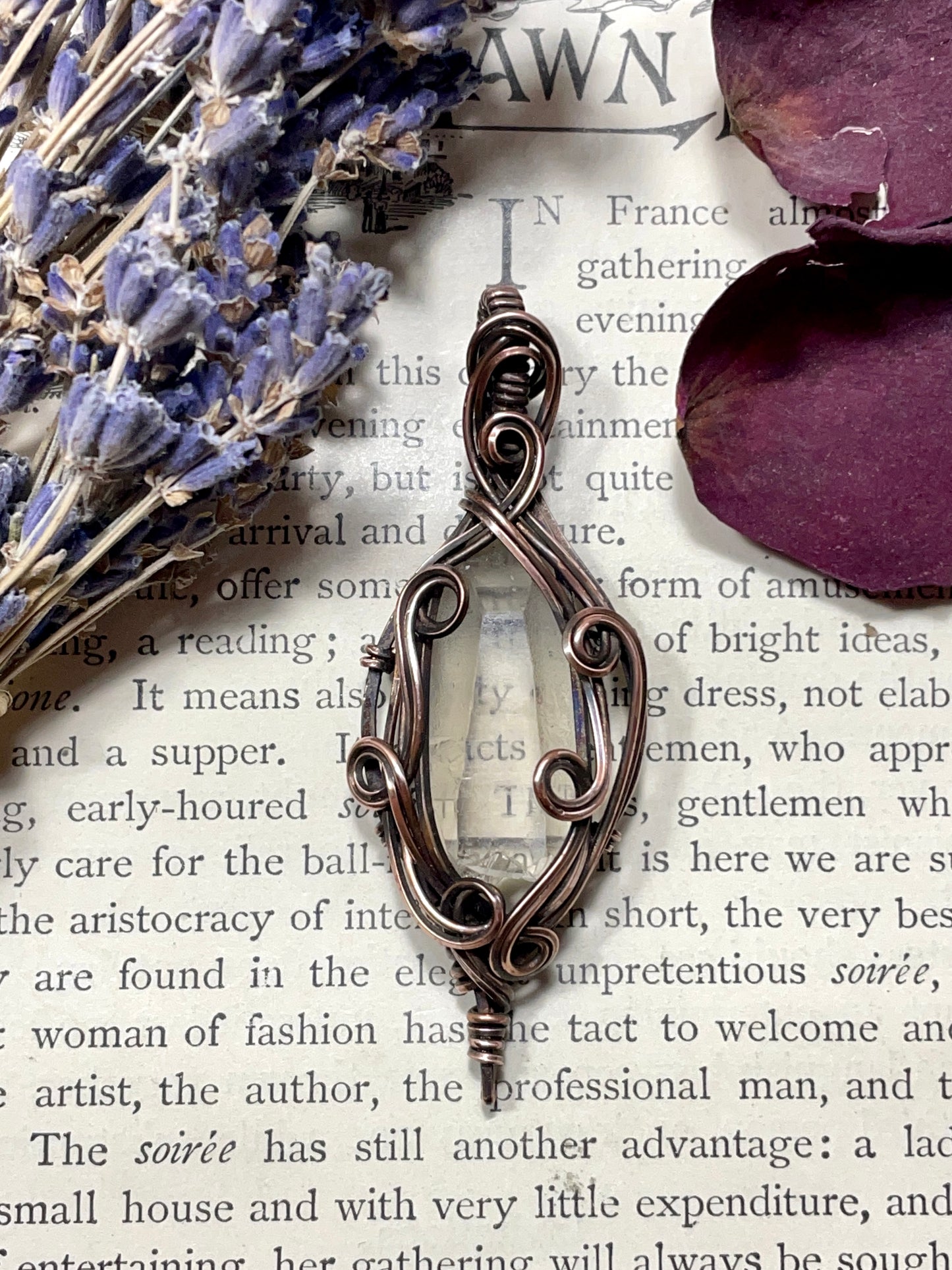 Quartz Crystal Point (Clear Quartz Crystal )Pendant in Copper #2