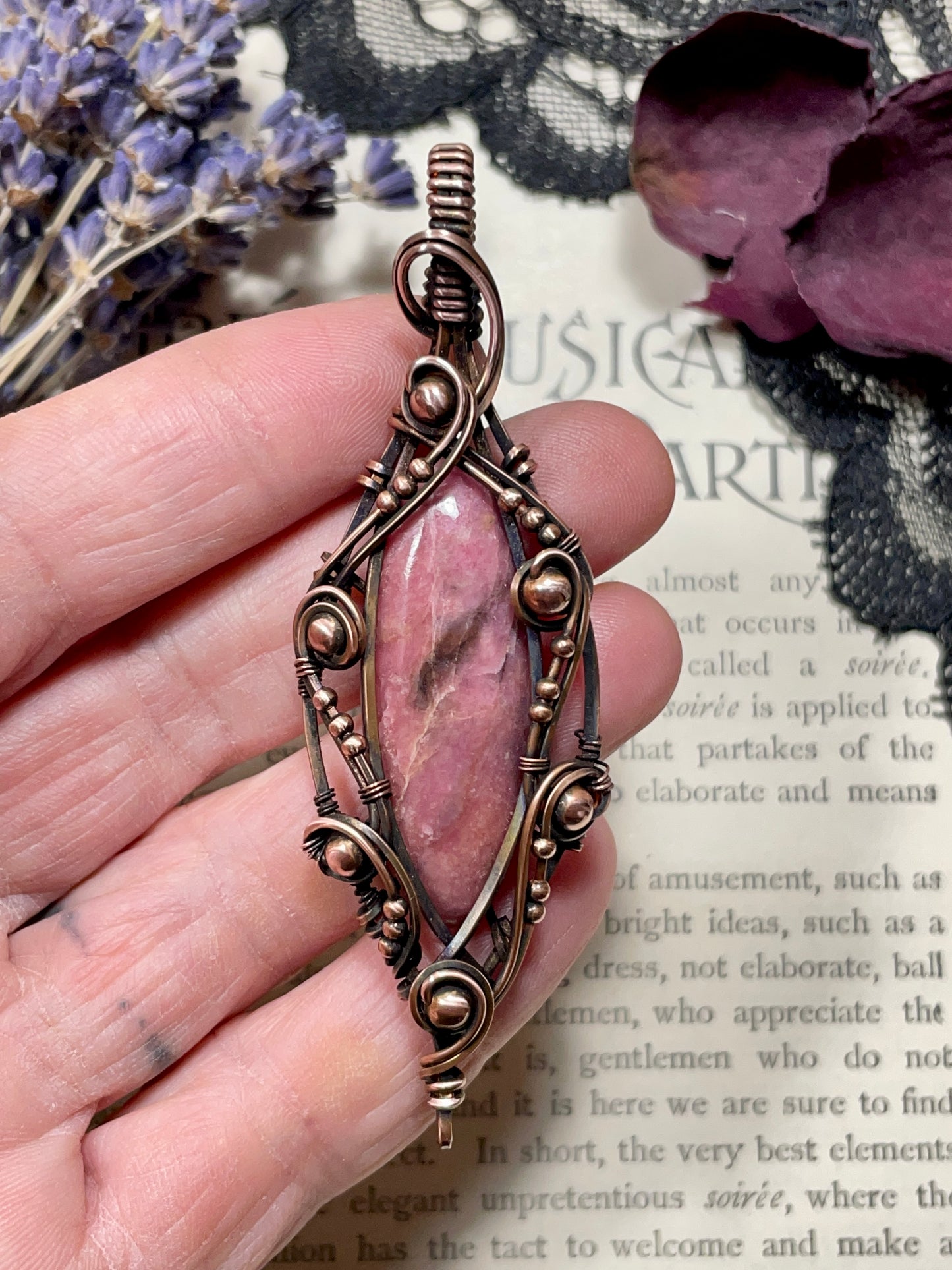 Rhodonite Pendant in Copper