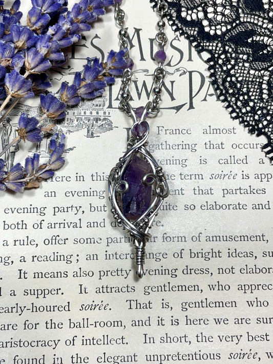 Amethyst Point(Tutu Amethyst) Pendant in Stainless Steel