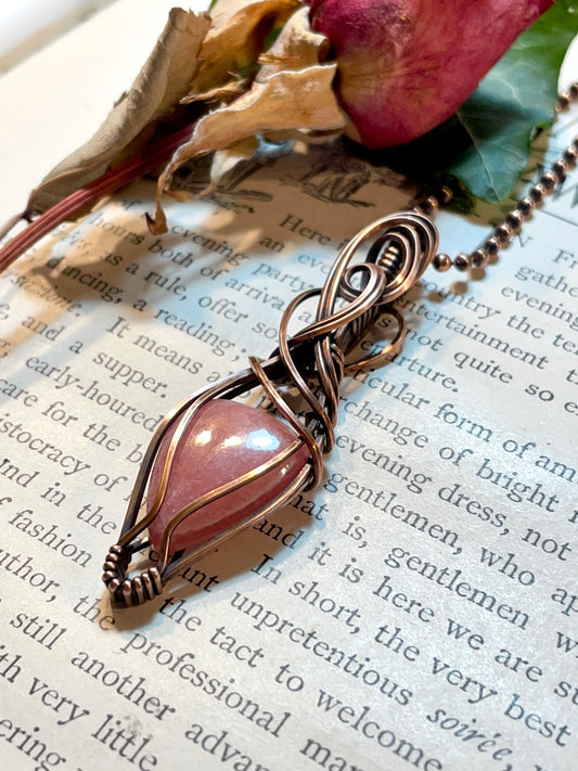 Rhodochrosite Pendant in Copper