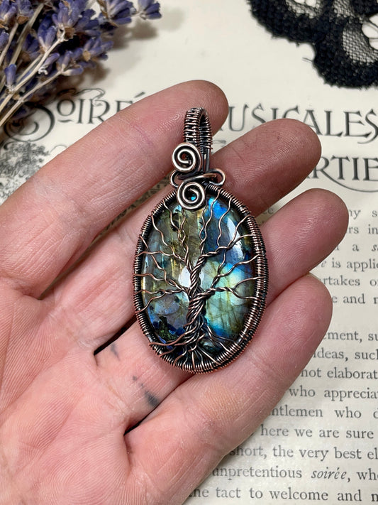 Labradorite Tree of Life Pendant in Copper